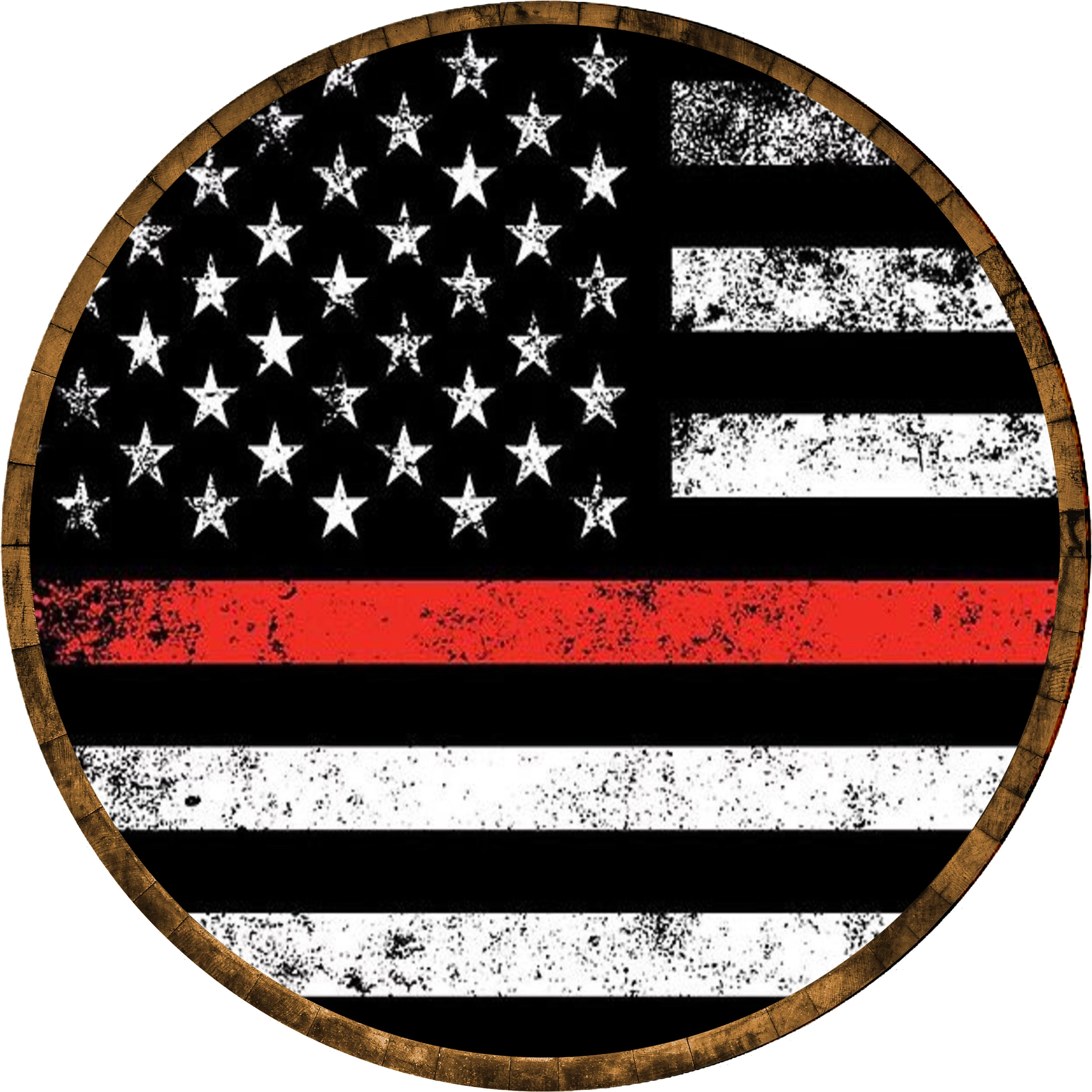 Thin Red Line Fire Department American Flag Pub Side Table with Shelf for Bar 22 Inches Tall