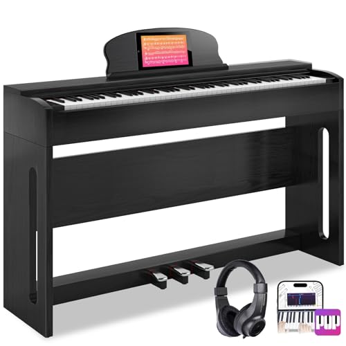 AODSK 88-Key Weighted Hammer Action Digital Piano with Speakers,Furniture Stand and Triple Pedals,Beginner's Course- Comes With Headphones,Piano Lessons,B-83S