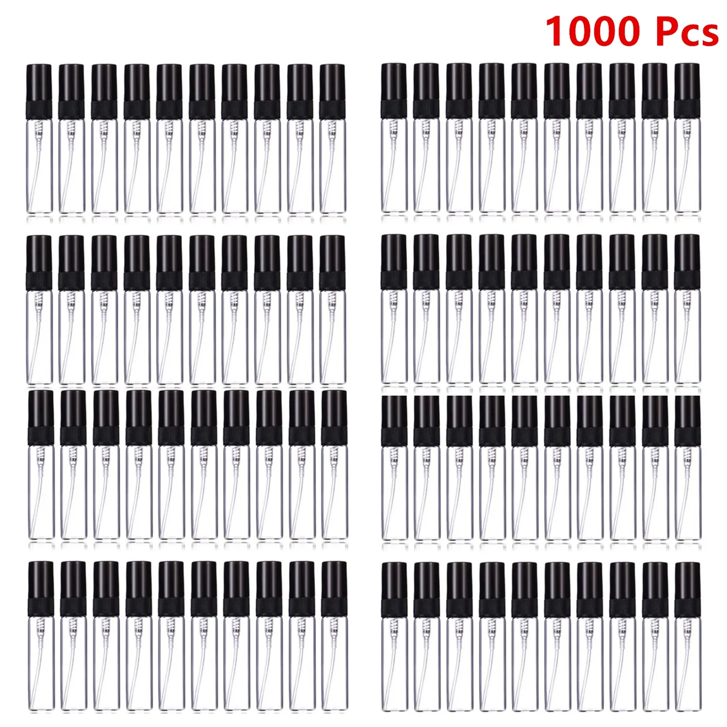 1000 Pcs of Refillable Black Atomizer Glass Spray Bottles for Perfume- 5ml (0.17oz) Capacity