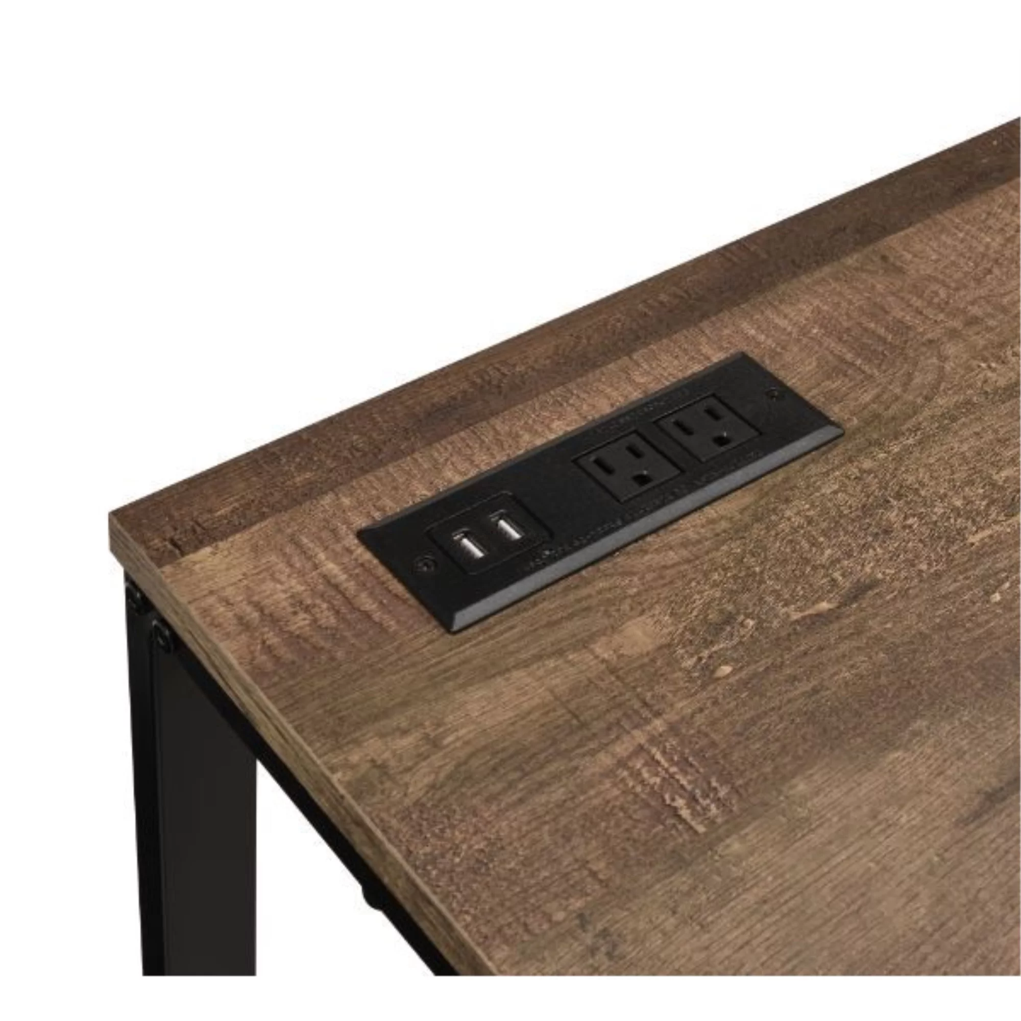 Ergode Built-in USB Port Writing Desk Walnut & Black Finish