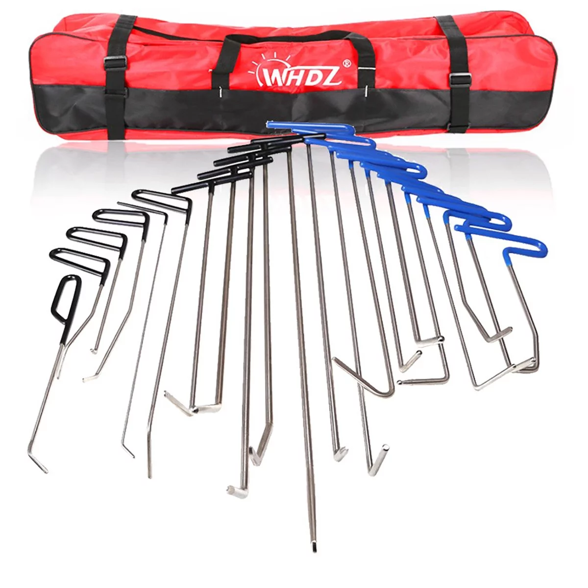 WHDZ 21Pcs Paintless Dent Repair Rods Tool Auto Body Paintless Dent Repair Tools Kit for Door Dings Hail Repair and Dent Removal