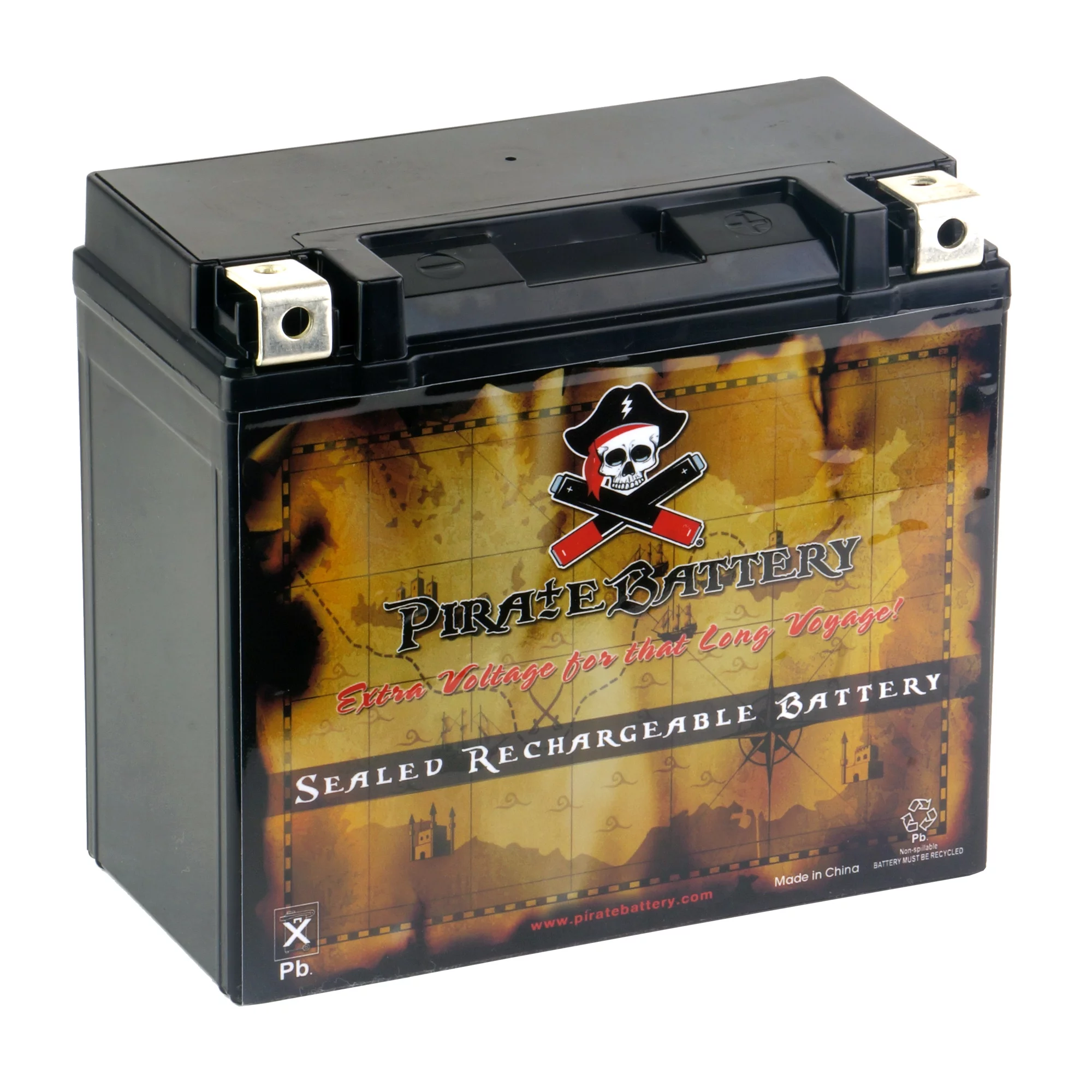 Pirate Battery Ytx20hl-bs (20hl-bs 12 Volts,18 Ah, 310 Cca) Motorcycle Battery for Indian Chief Classic, Chief Vintage, Chieftan, Roadmaster 1819cc Year (2014-2018)