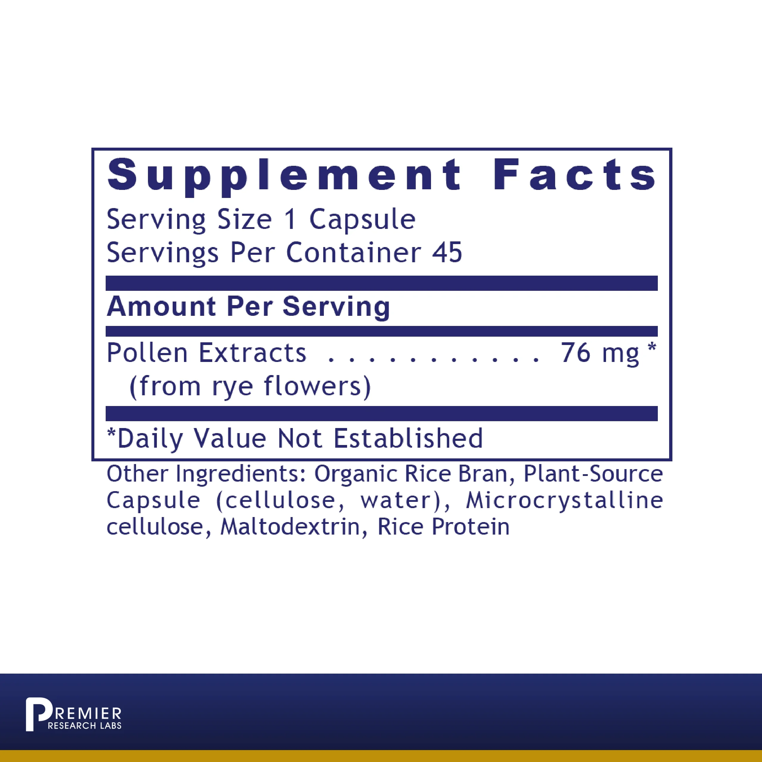 Premier Research Labs UltraPollen - Supports Prostate Health & Urinary Function - Pristine Rye Pollen Extract - Vegan Prostate Supplements - 45 Plant-Source Capsules
