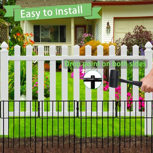 10 Pack Animal Barrier, No Dig Decorative Fence, 17in(H) x10ft(L) Rustproof Metal Small Garden Fence Border for Dogs Rabbits, Bottom Blocker for Outdoor Yard Patio