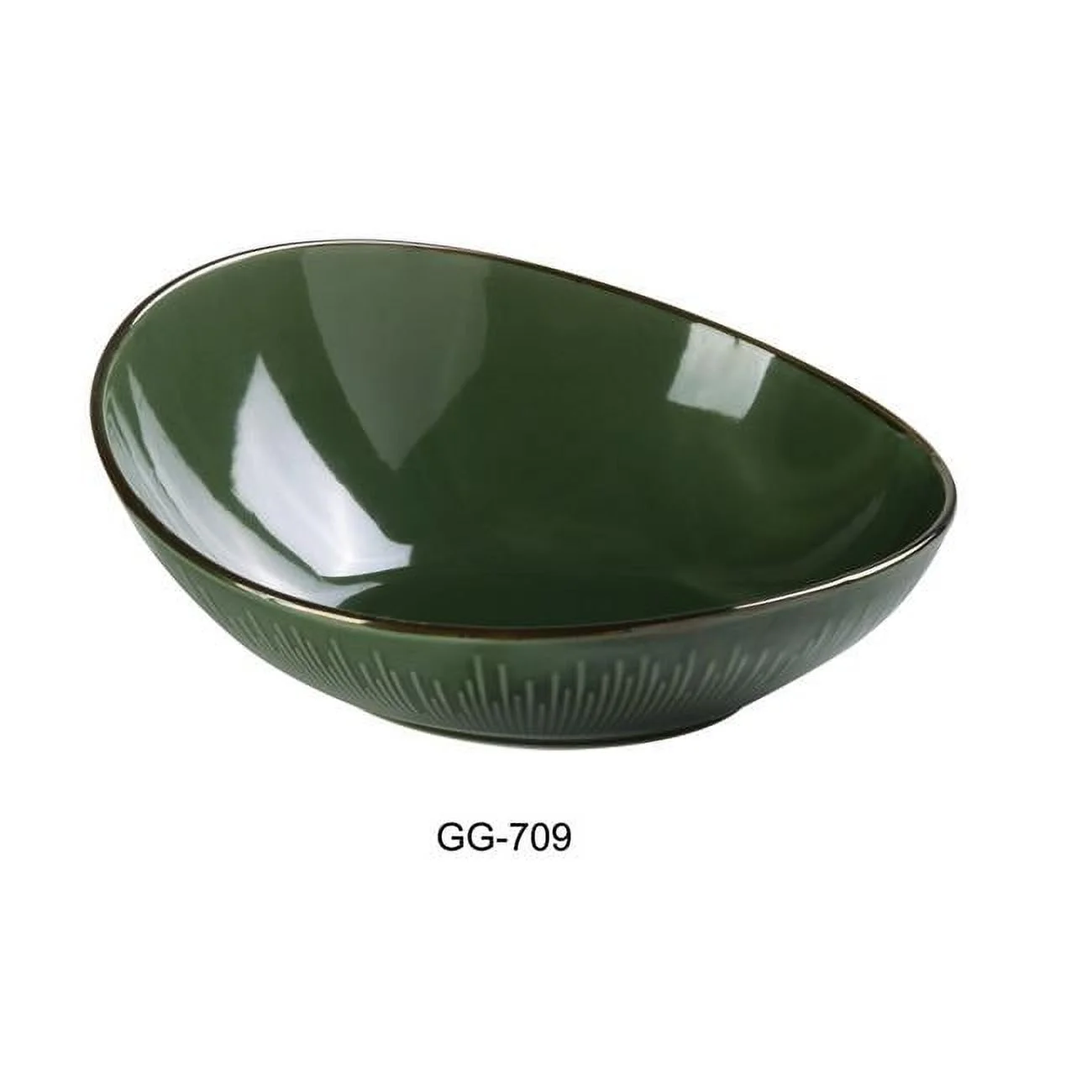 Yanco GG-709 36 oz Green Gem Sheer Bowl, Green - 2.25 in. - Pack of 12
