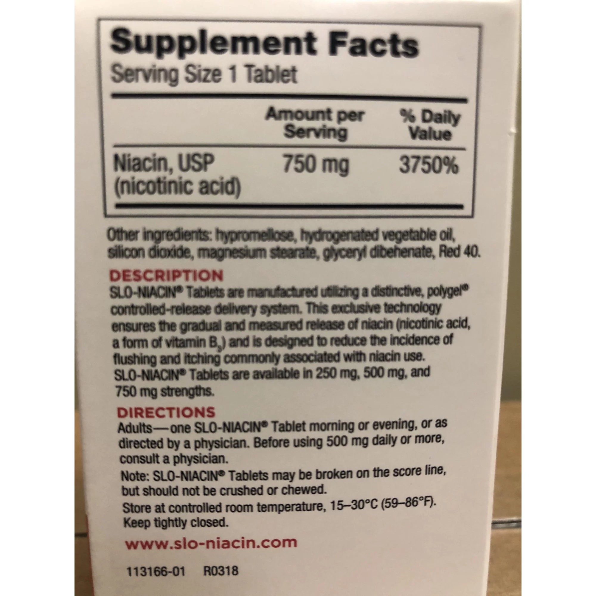 Slo-Niacin 750 mg Support Good Cholesterol Dietary Supplement, 100 Each - (Pack of 2)