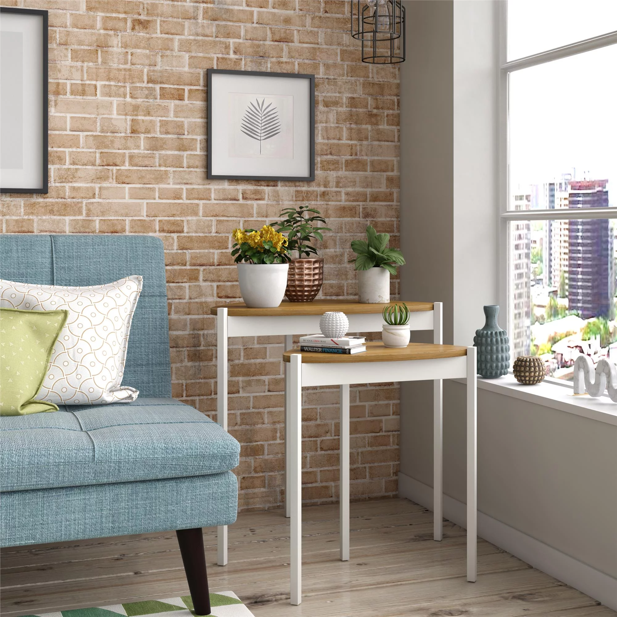 Novogratz Tallulah Nesting Tables, Walnut/White