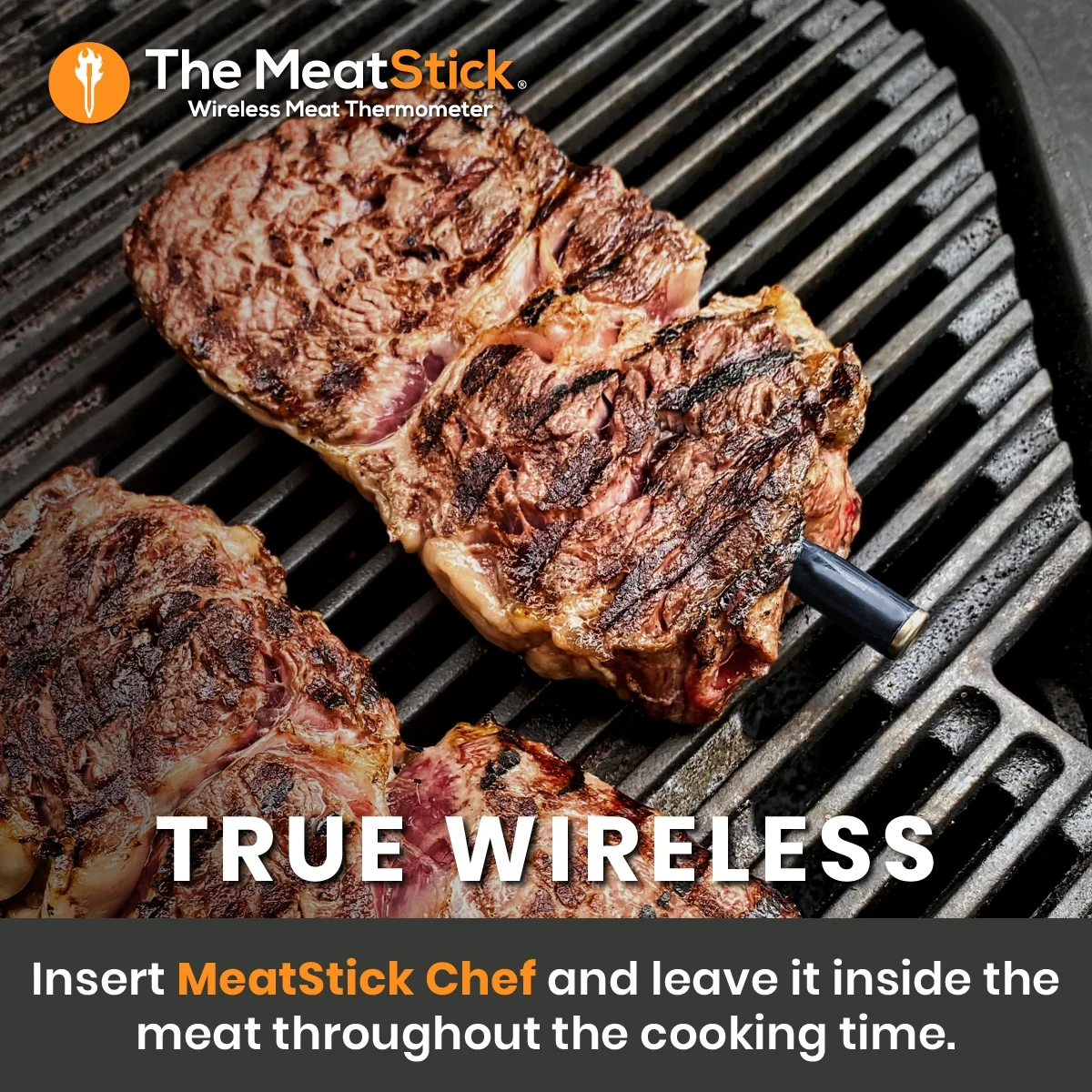 MeatStick Chef X Set | Quad Sensors Smart Wireless Meat Thermometer | 650ft Range Digital Food Probe with Bluetooth | for Grilling, BBQ, Air Fryer, Deep Frying, Oven, Sous Vide, Rotisserie
