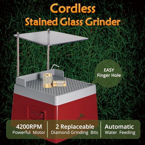 Portable Stained Glass Grinder Machine, 4200rpm Cordless Mini DIY Art Making Tool Kit with 5/8