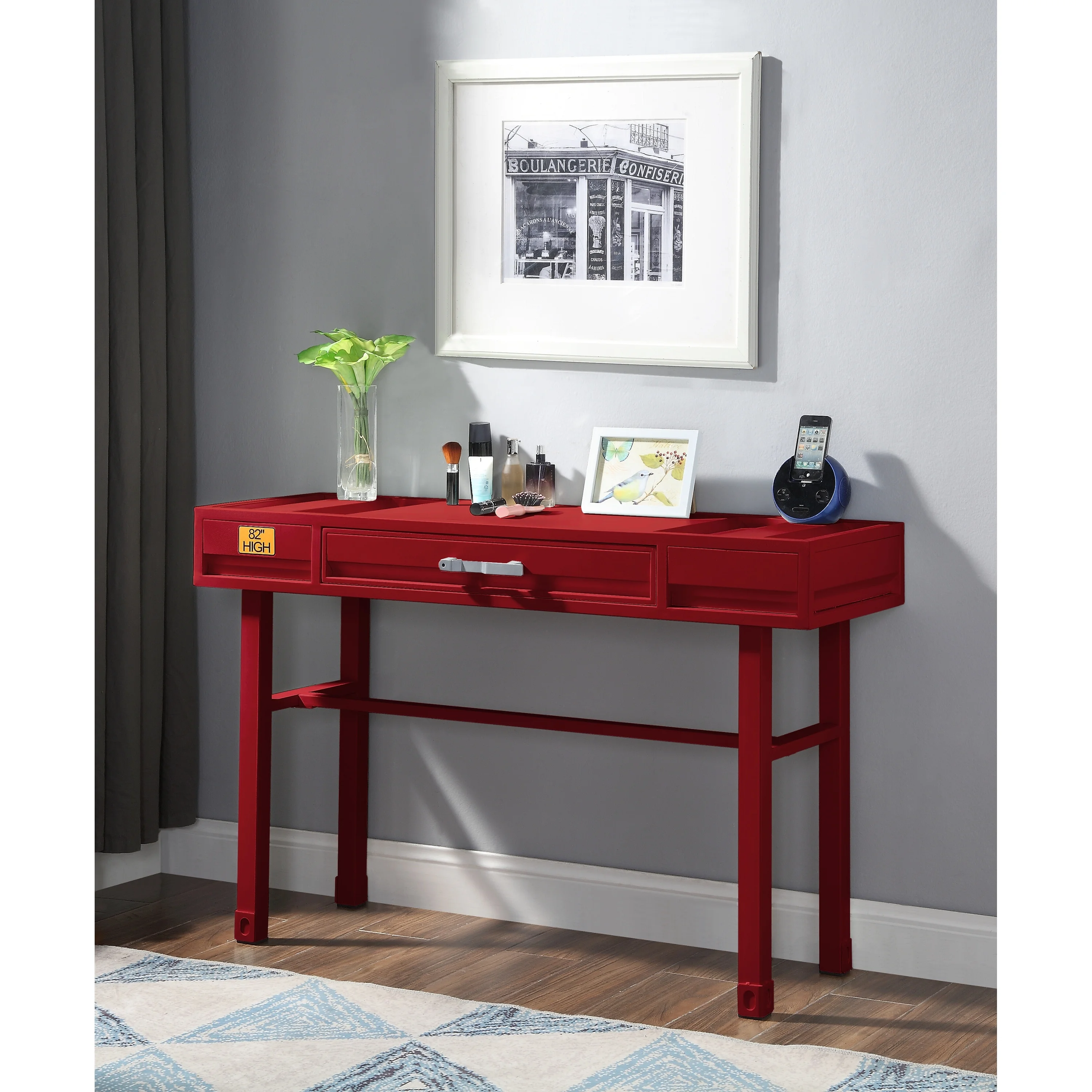Kamloops Writing Desk with 1 Drawer Red