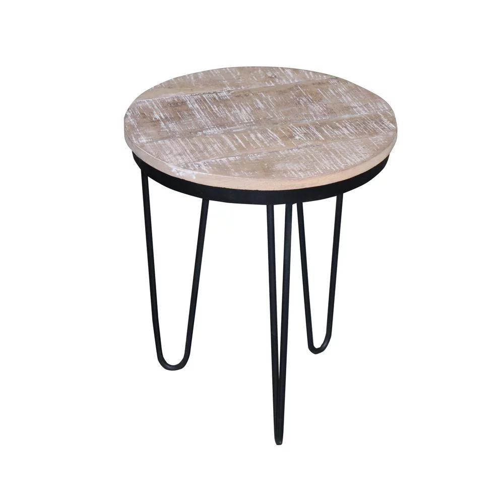 Progressive Furniture T832-69 Round End Table, Natural Reclaimed & Iron