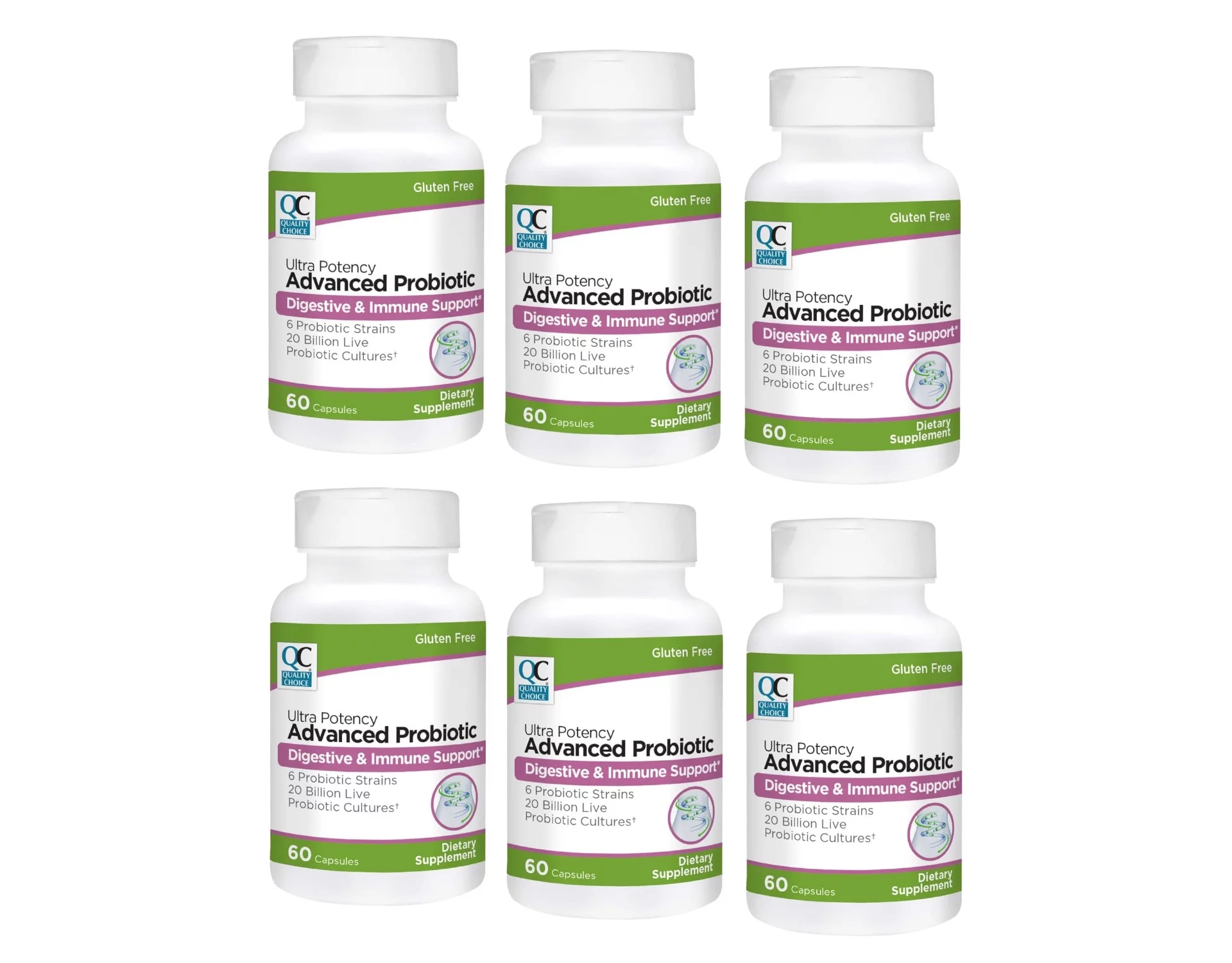 Quality Choice Ultra Potency Advanced Probiotic Digestive & Immune Support Capsules, 60 Count - Pack of 6