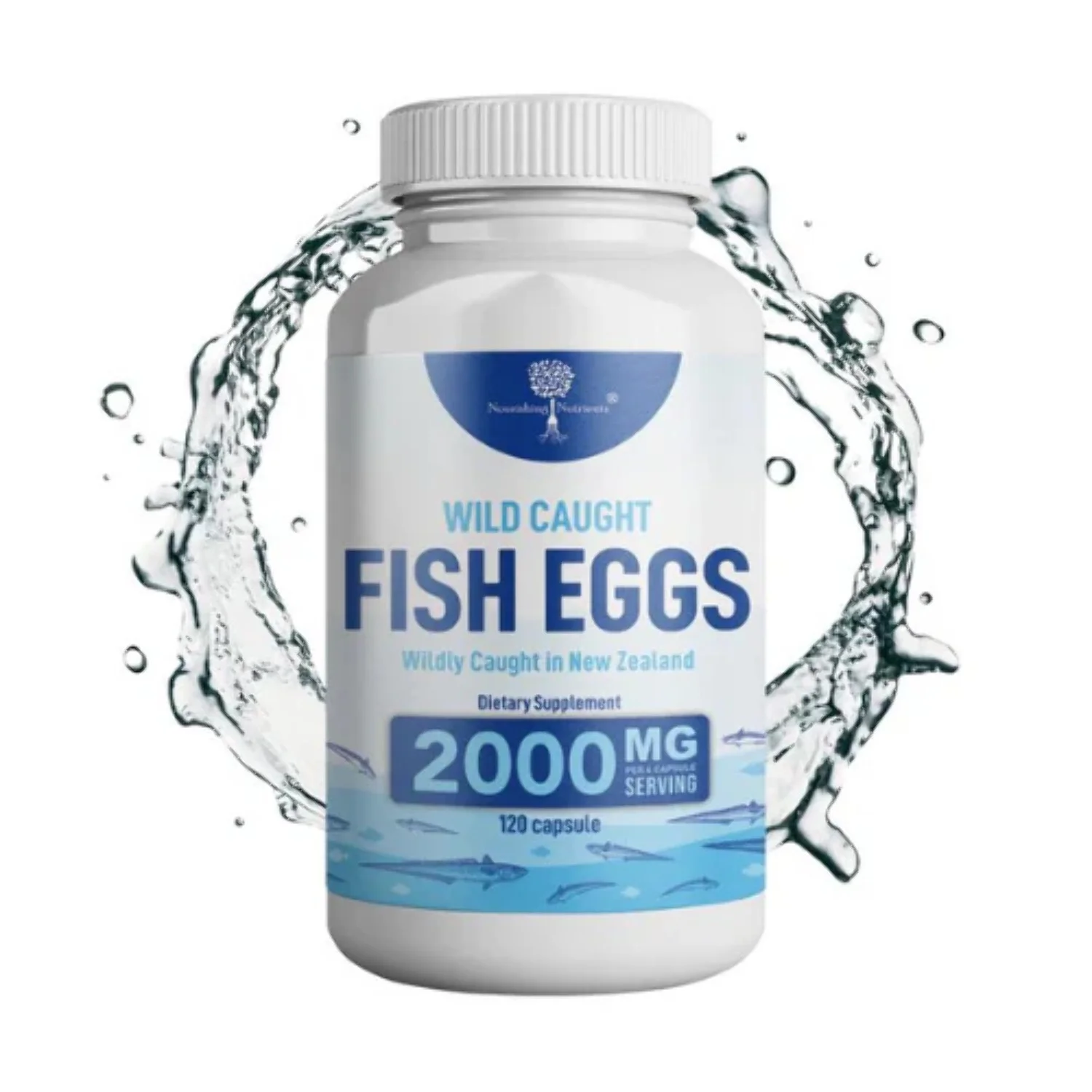 Wild Caught Fish Eggs with Omega 3-6-9 for Eye, Brain, Bones & Teeth, Mood Support 120 capsules