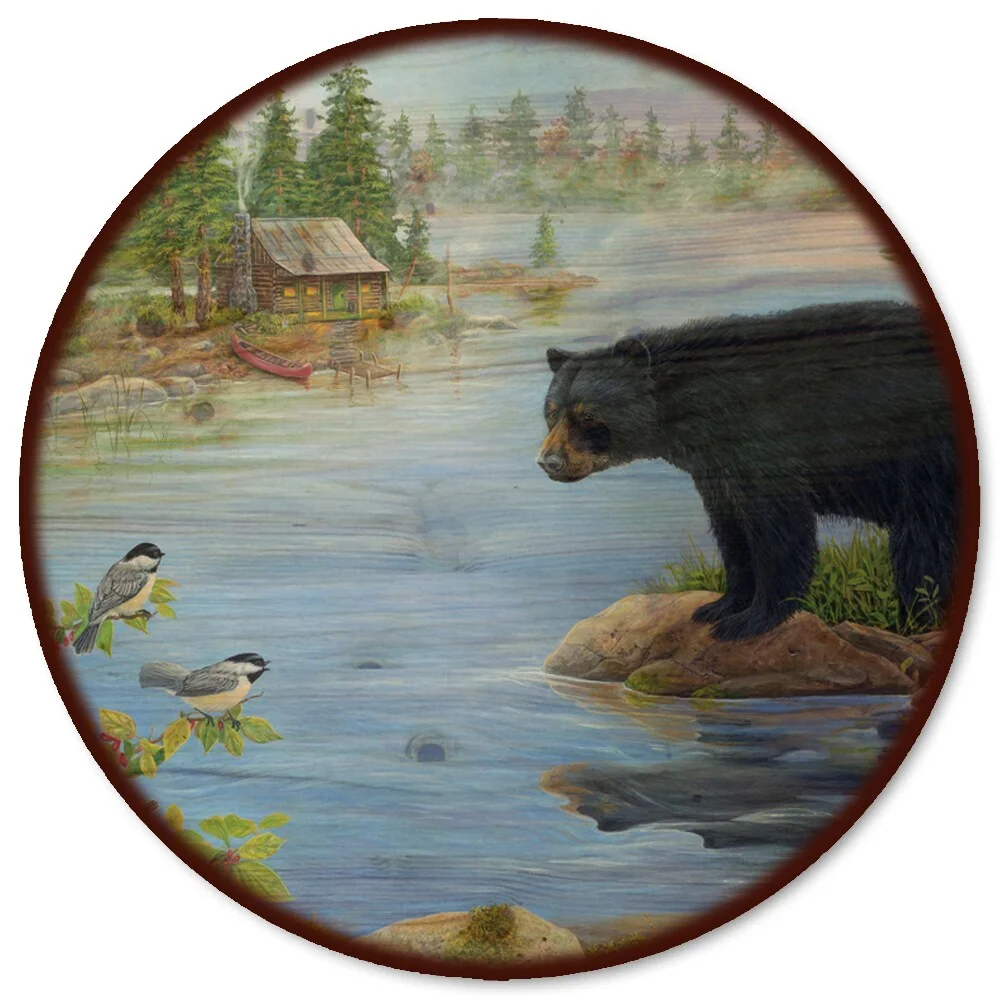 House & Homebody Co.  'Misty Morning Encounter' Wood Lazy Susan - 18 x 18
