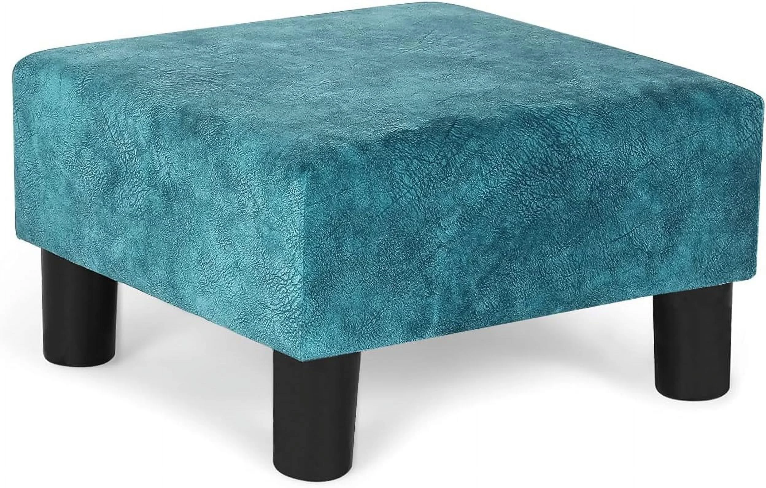 Small Footstool Ottoman Modern Footrest Stool For Living Room Bedroom (Blue, Square)