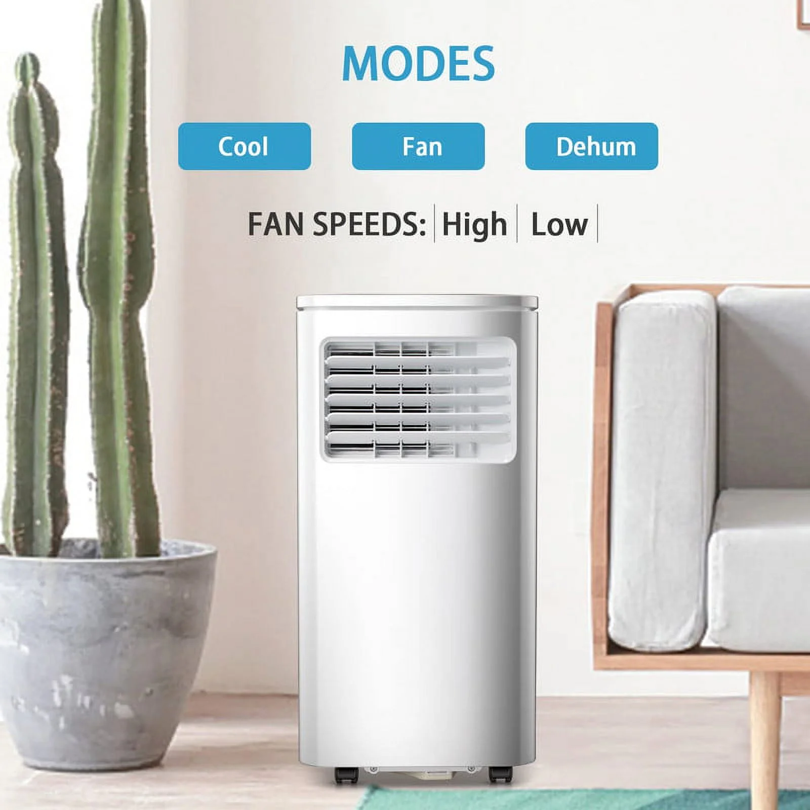 YUKOOL 8000 BTU Portable Air Conditioner,3-in-1 Air Conditioner with Digital Display,with Remote,Portable Air Conditioner for Rooms Below 250 Sqft.