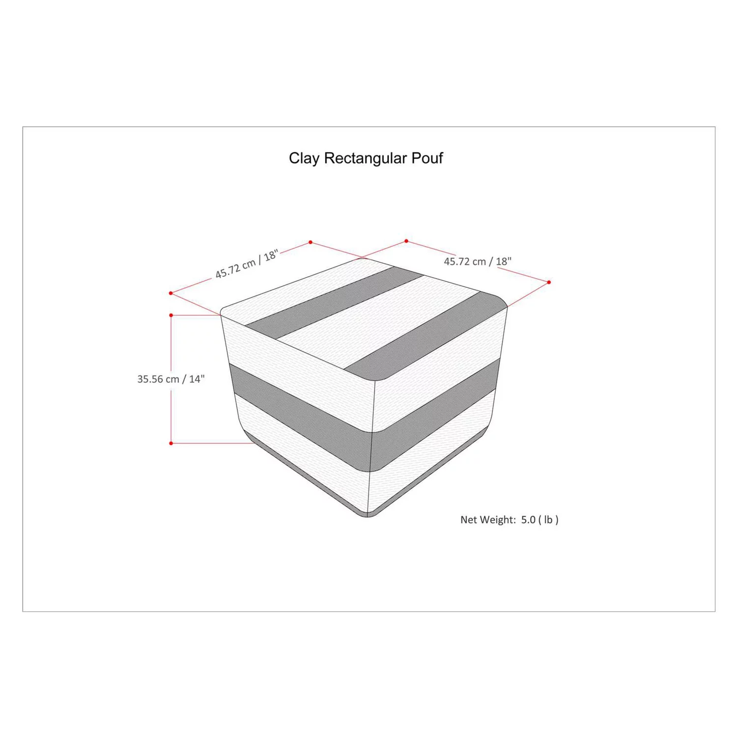 Clay Boho Square Pouf in Patterened Teal Melange Cotton