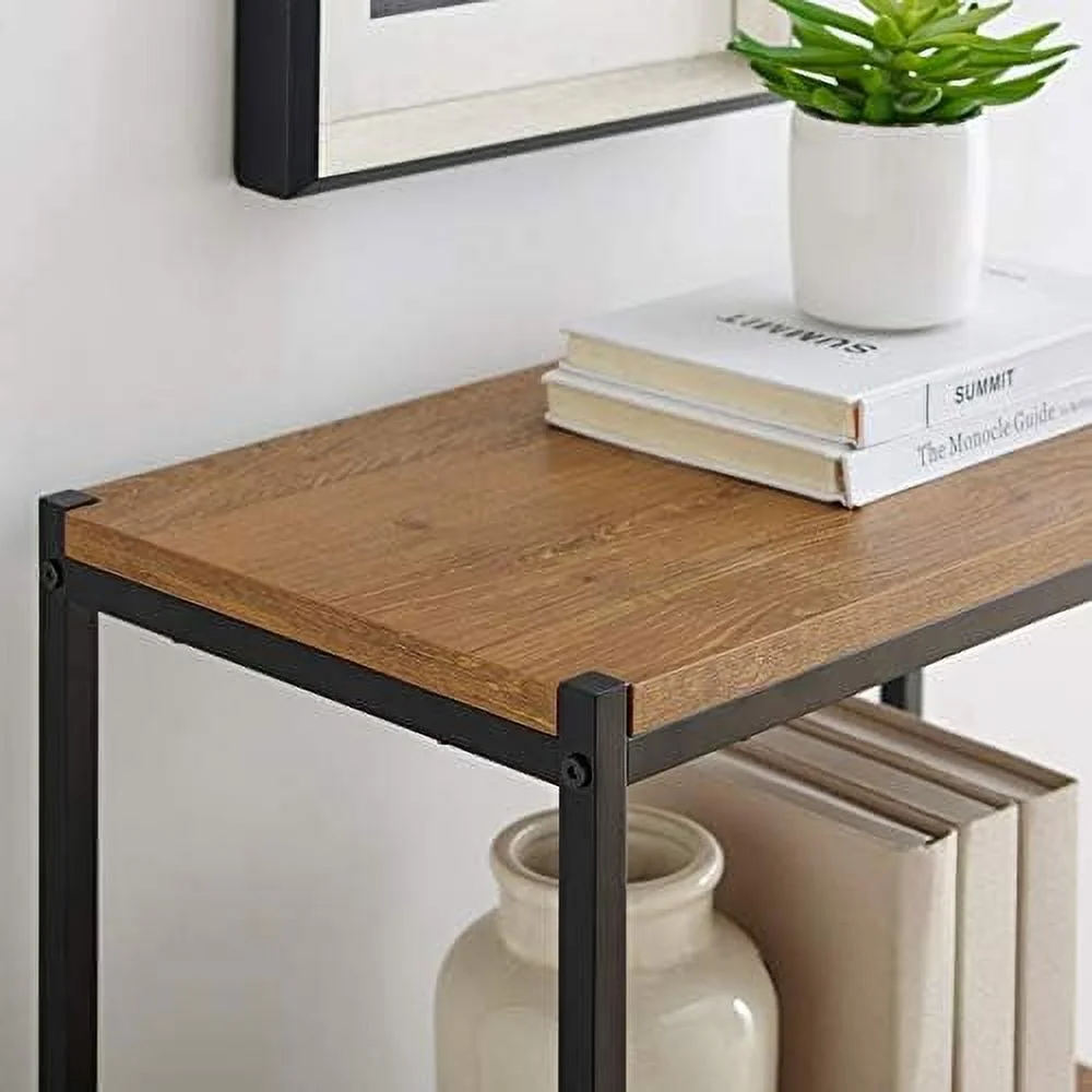 3 Tier Bookshelf By Aaron Furniture Designs Rustic Industrial Bookcase With Modern Open Shelves | Oak Brown Wood Look Accent Furniture Metal Frame | Storage Rack Shelf Unit | Bathroom | Living Room