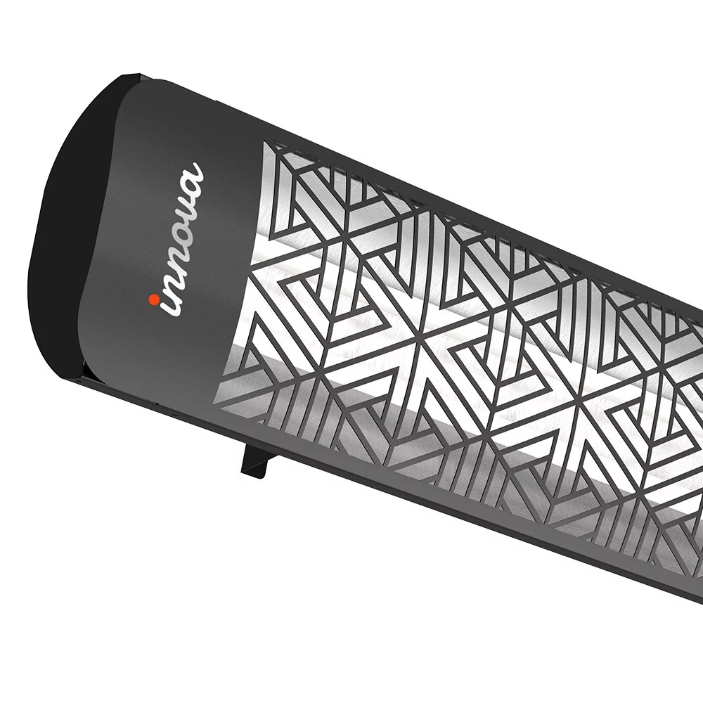 Innova-4000 Watt Electric Infrared Dual Element Heater-480 Voltage-Black Finish-Mason Decorative Fascia-Outdoor Wall Mount Electric Heater-EF40480B3