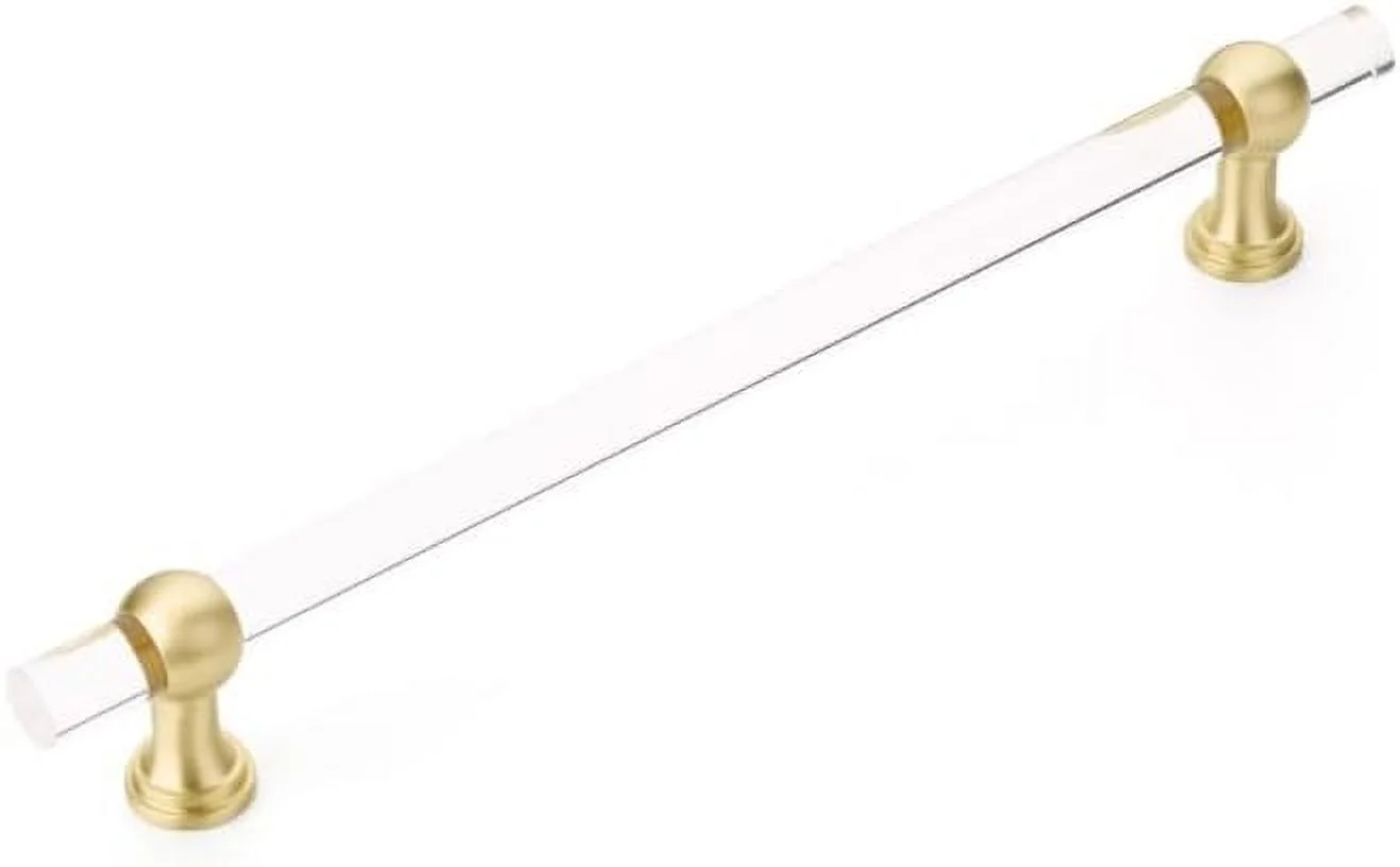Lucite Transitional  Brass Adjustable Drawer Pulls Lucite Clear Cabinet Knobs (12