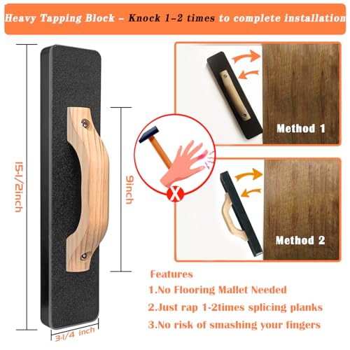 Laminate/Vinyl Flooring Tools, NAACOO Heavy Tapping Block for Vinyl Plank Floor - Knock 1-2 Times, Heavy Pull Bar, 40pc Flooring Spacers, Rubber Mallet - 4 in 1 Floor Installation Kit