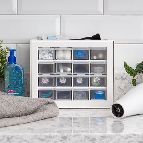 IRIS USA Plastic Drawer Storage Organizer, 24-Drawer Teacher Toolbox Bead Small Parts Organizer Cabinet for Hardware Crafts Nuts Bolts Tools Sticker Home Business Scrapbook Art Hobby Garage - White