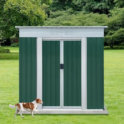Aidek Outdoor Storage Shed, 5x3 FT Metal Garden Shed with Lockable Sliding Door & Vents, Tool House Waterproof Outside Storage Sheds for Garden Backyard Patio Lawn, Grey