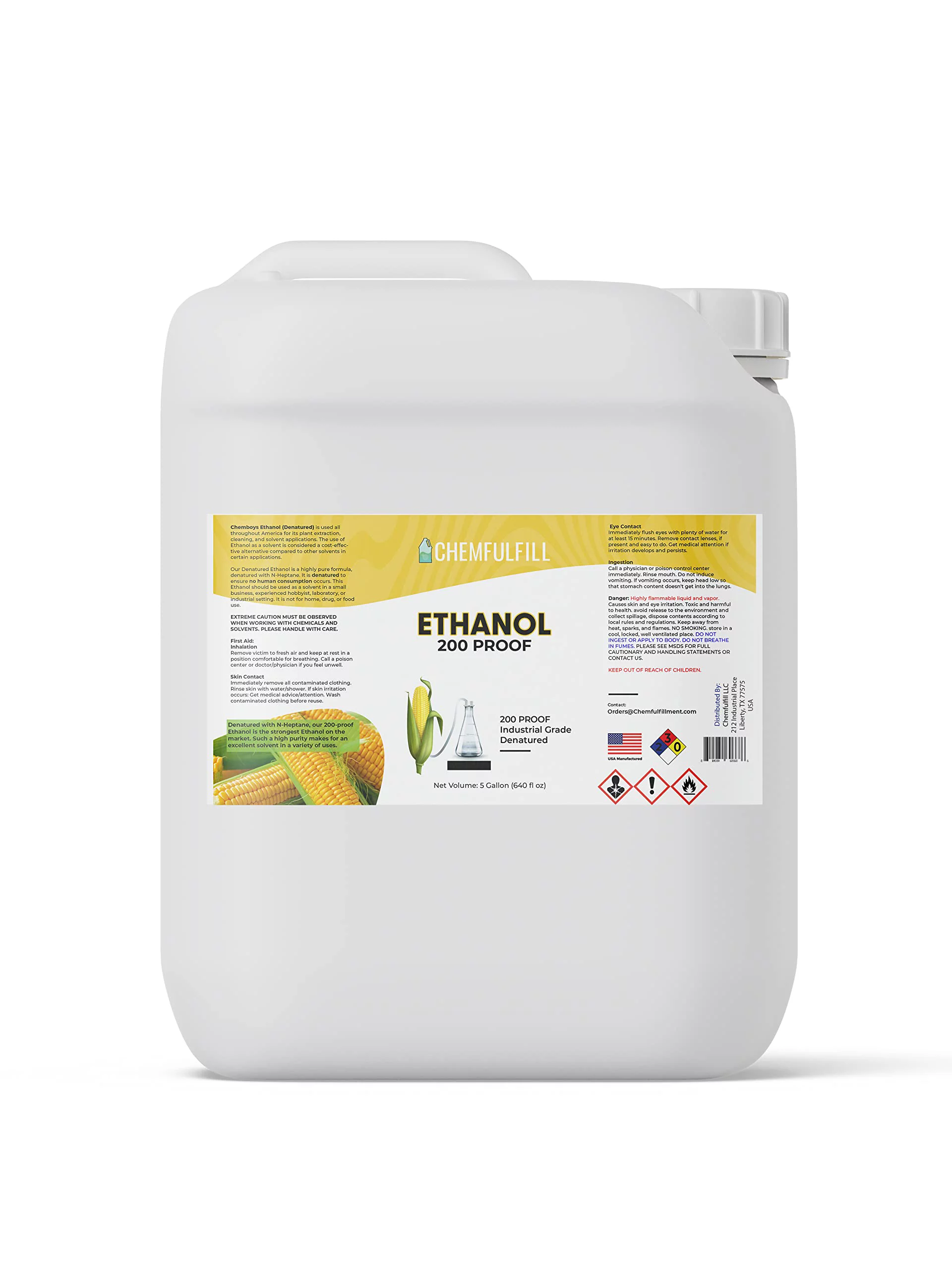 Chemfulfill 200 Proof Ethanol - Ethanol (100% EtOH Denatured) (15-Gallon (1,920 fl oz))
