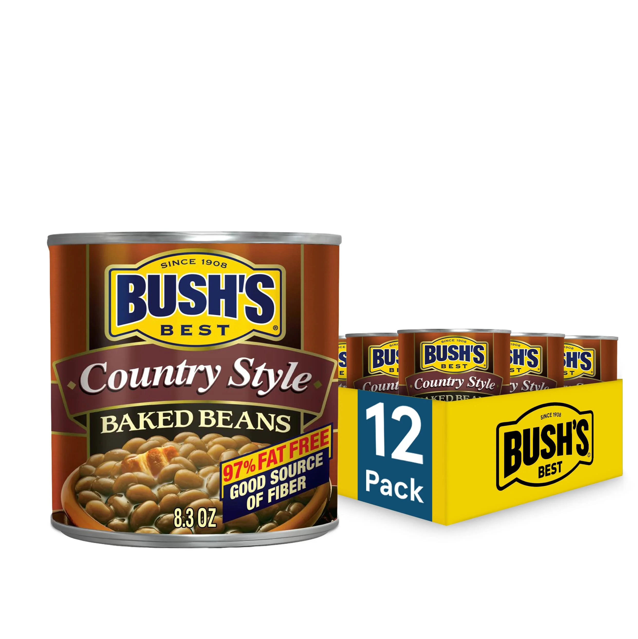 Bush,S Best Baked Beans, Country Style With Bacon And Brown Sugar, 8.3 Oz (Pack Of 12)