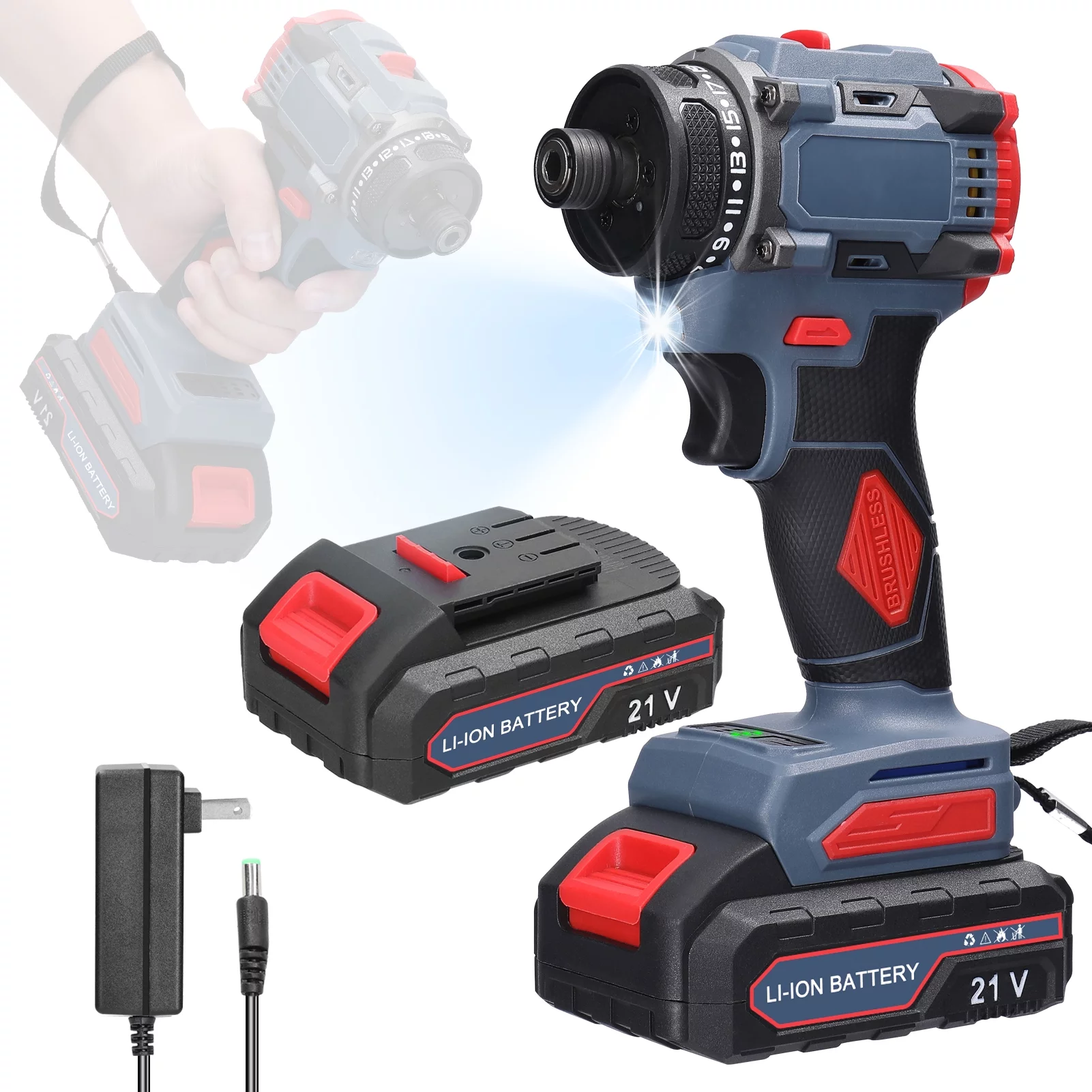 Walmeck Electric screwdriver,21V Screwdriver 55Nm Appliances Furniture Installation Torque Motor Screw 55Nm Torque Motor Screwdriver 55Nm Torque Motor Screw Driver Screw Driver Appliances DALYNN