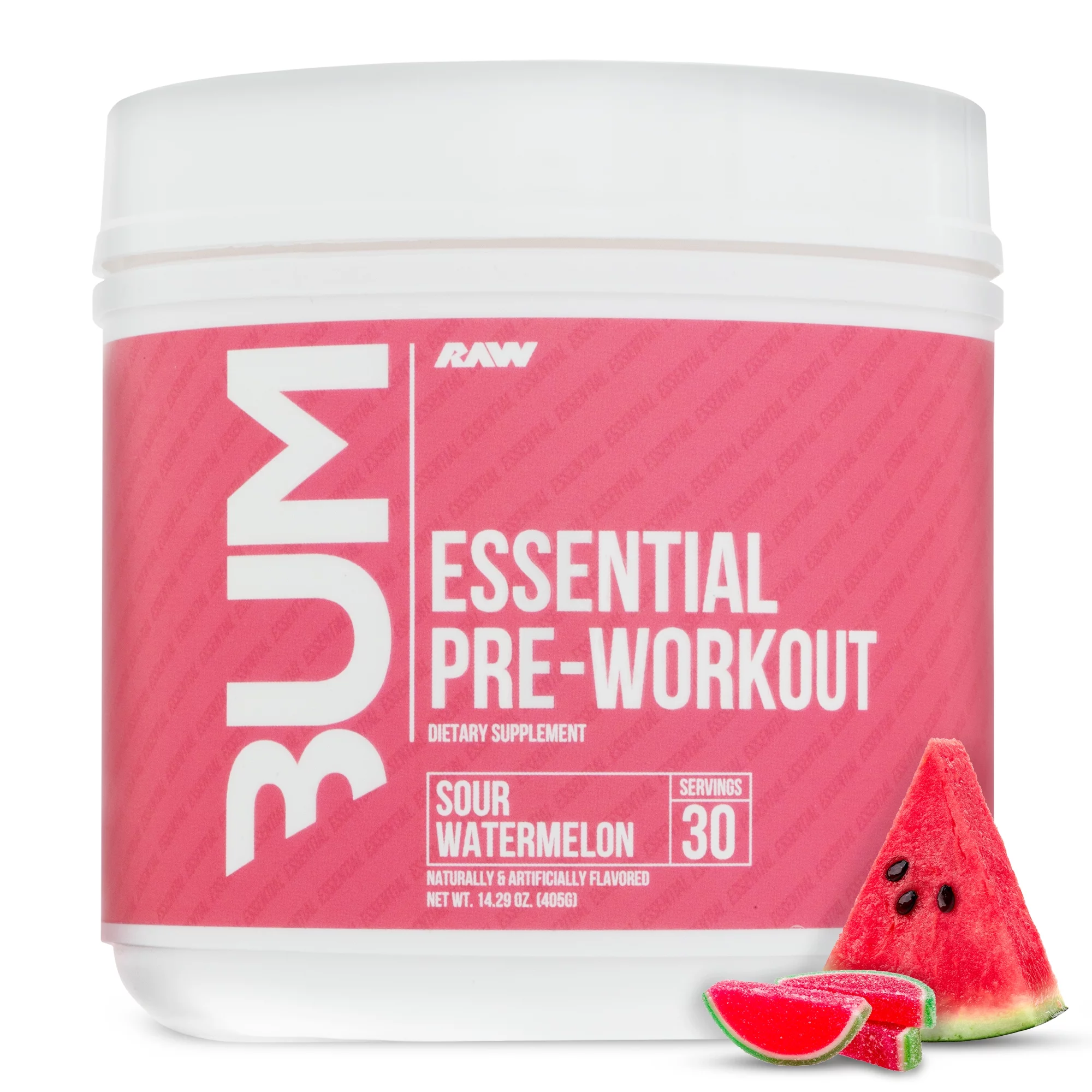 RAW Nutrition Essential Pre Workout Powder, Sour Watermelon, 30 Servings