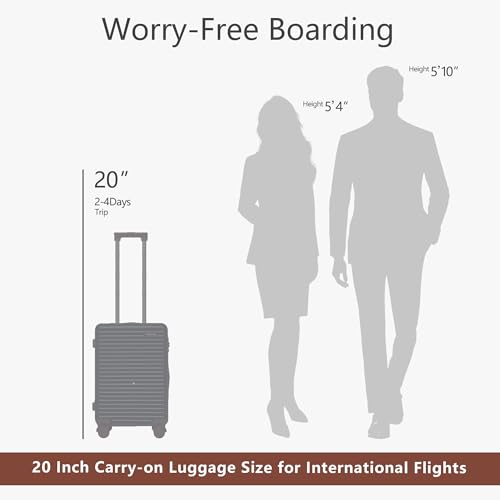 20-Inch Carry on Luggage,Carry-on Suitcase with Spinner Wheels and TSA Lock, 22x14x9 Airline Approved,Hardside Lightweight Travel Carry-on Luggage,Small Rolling Luggage (Beige, 20 Inch)