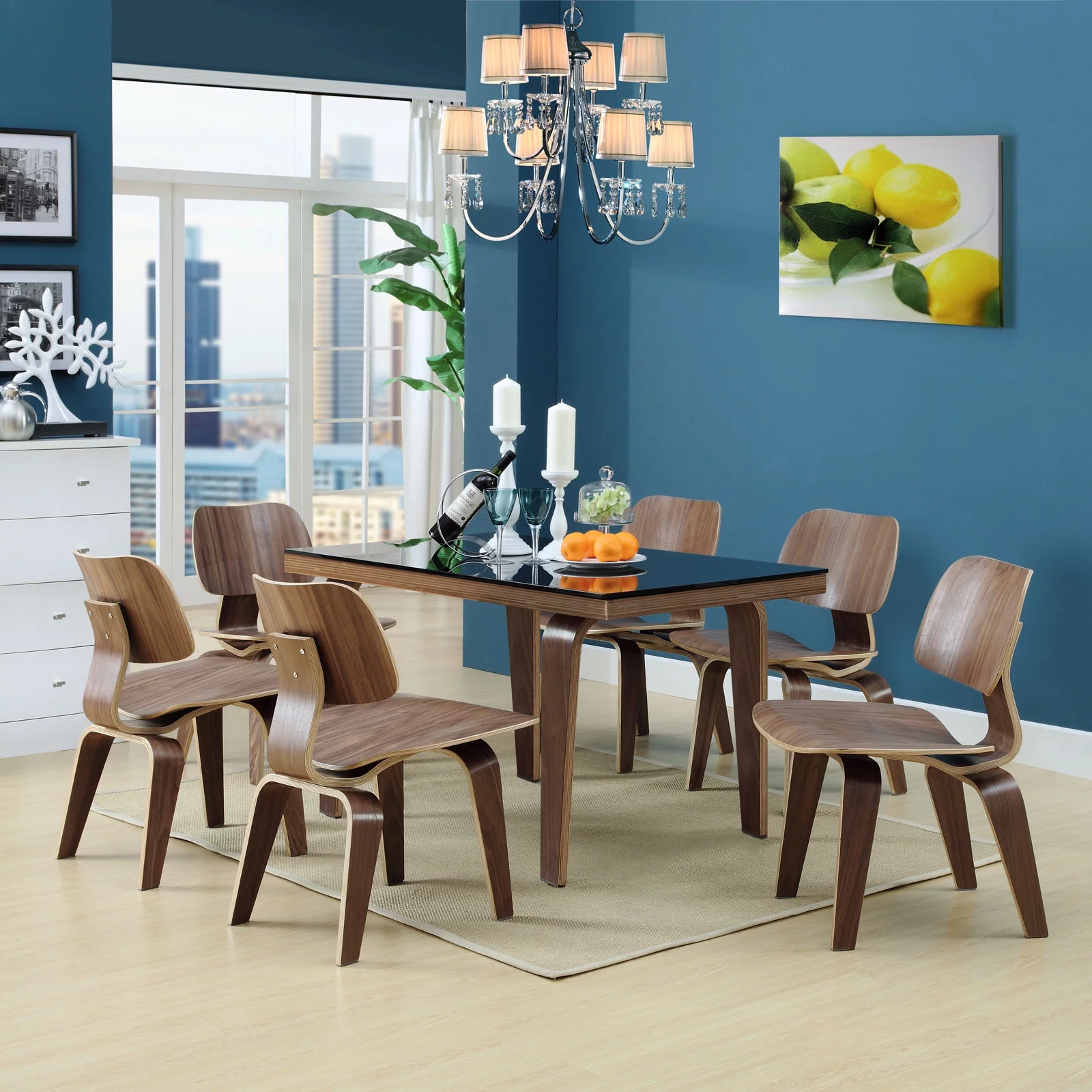 Modway Fathom Dining Chairs Set of 2 in Walnut