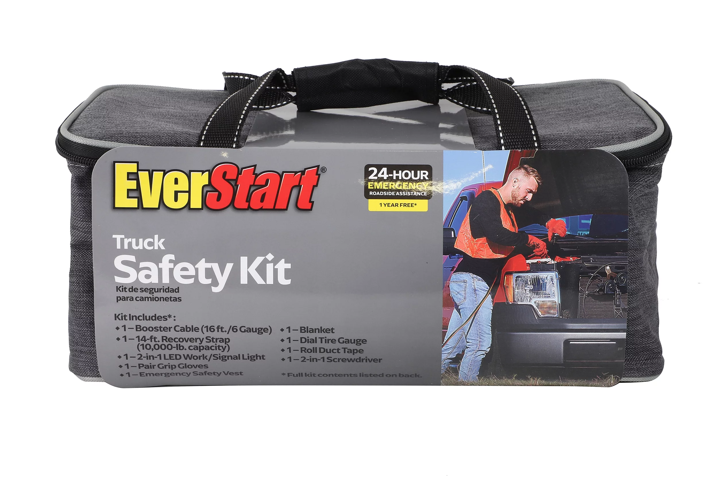 EverStart Emergency Truck Safety Kit for Roadside Emergencies. Assembled Dimensions: 8