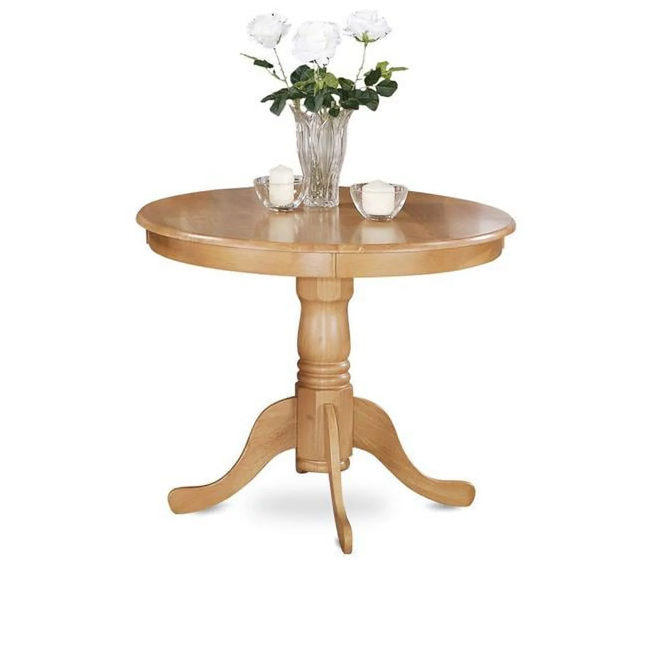 East West Furniture ANT-OAK-TP Round Antique Table, Oak - 36 in.