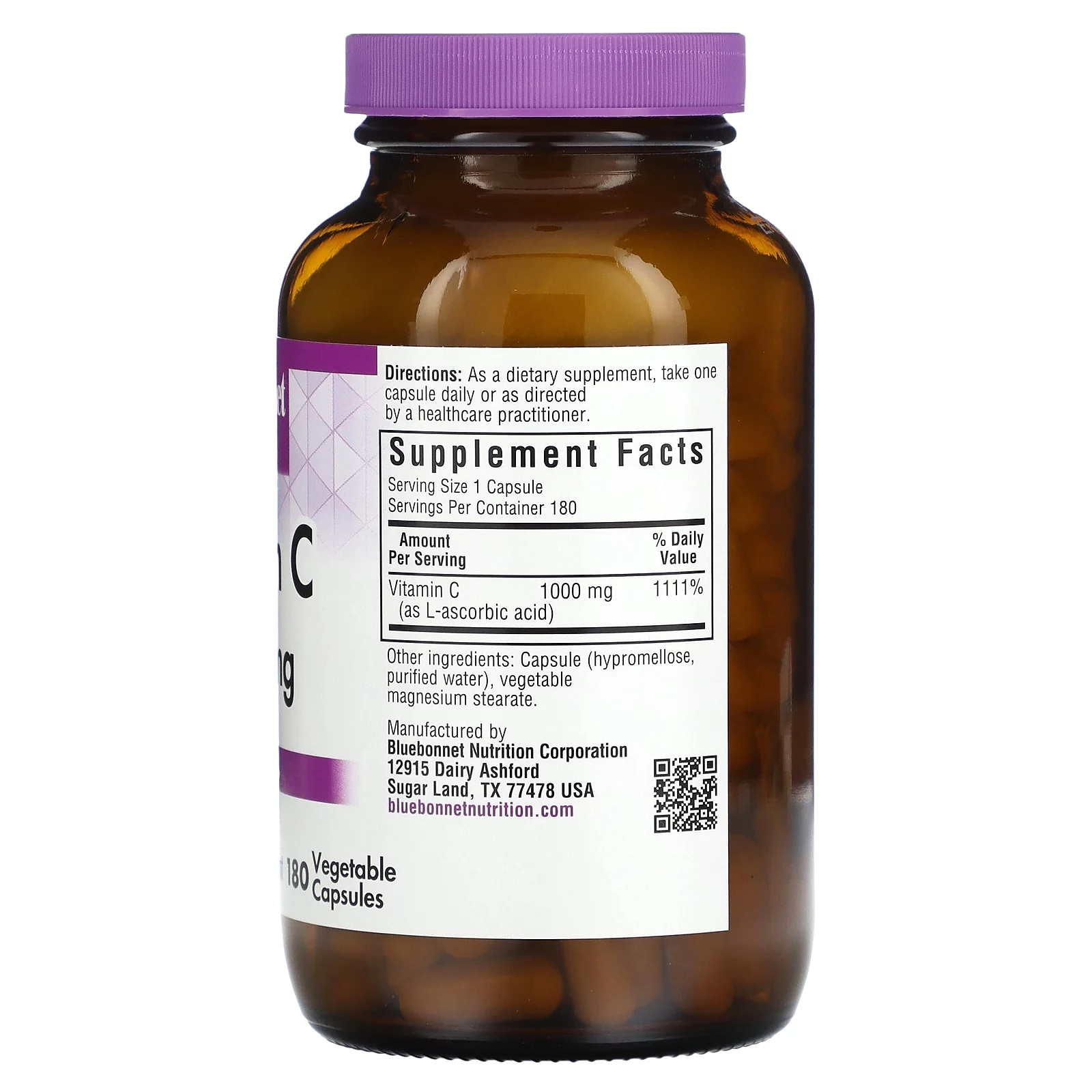 Bluebonnet Nutrition Vitamin C 1000 mg Capsules, 180 Ct