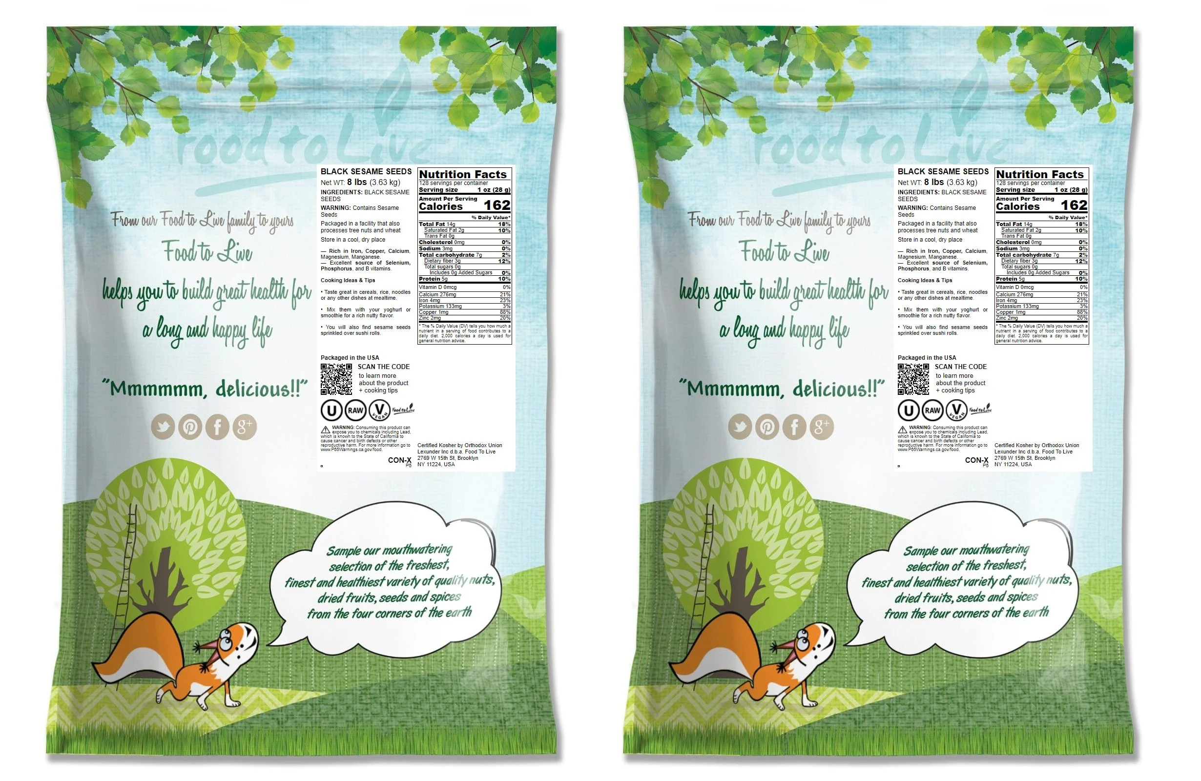 Black Sesame Seeds, 16 Pounds — Raw, Vegan, Kosher — by Food to Live