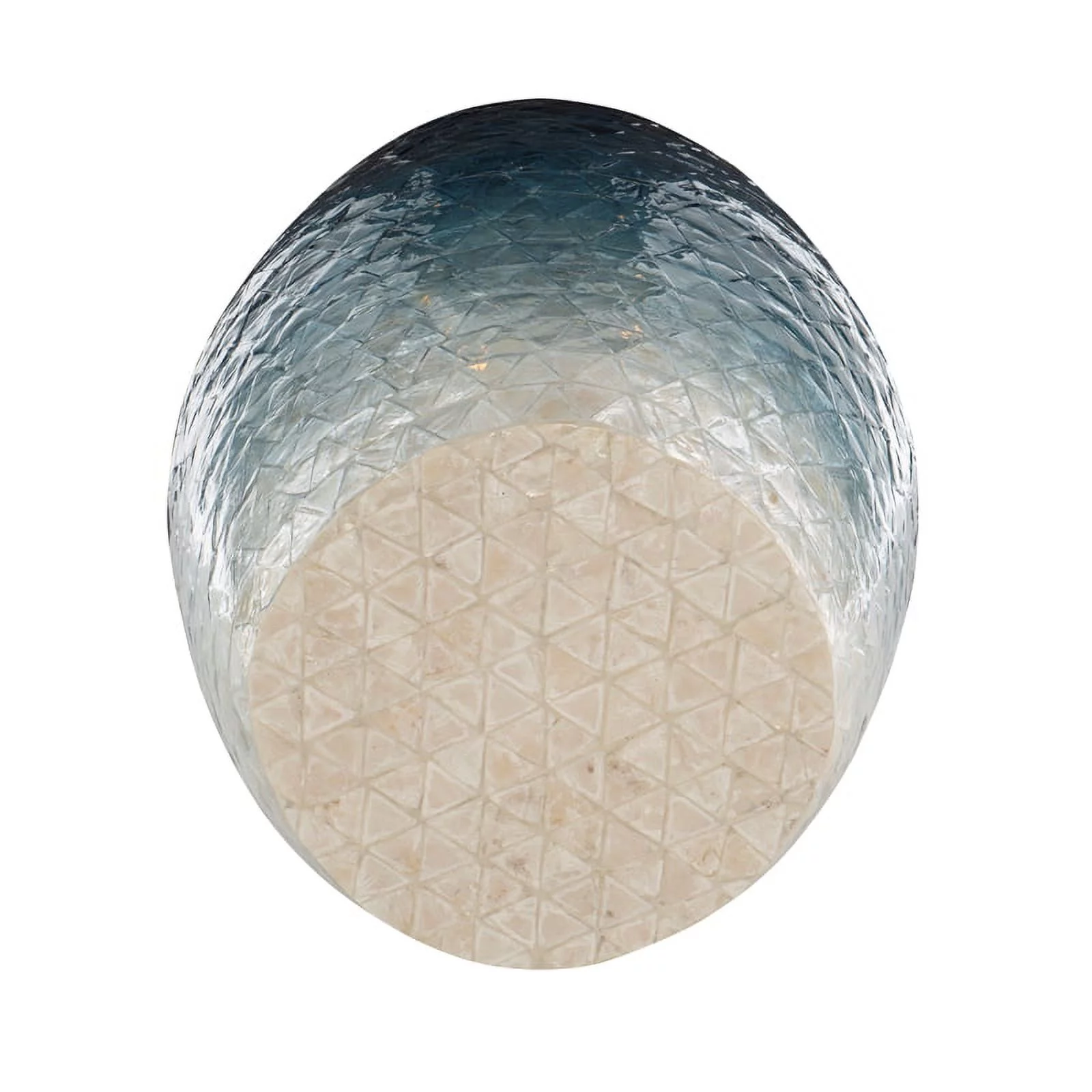 Riverbay Furniture Ombre Capiz Mosaic Drum Table in Blue