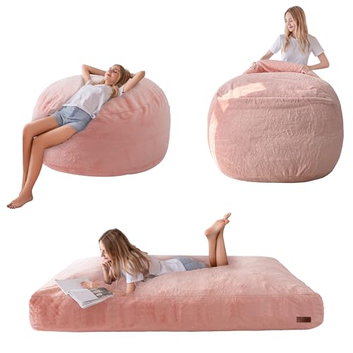 MAXYOYO Giant Bean Bag Chair Bed for Adults, Convertible Beanbag Folds from Lazy Chair to Floor Mattress Bed, Large Floor Sofa Couch, Big Sofa Bed, High-Density Foam Filling, Machine Washable