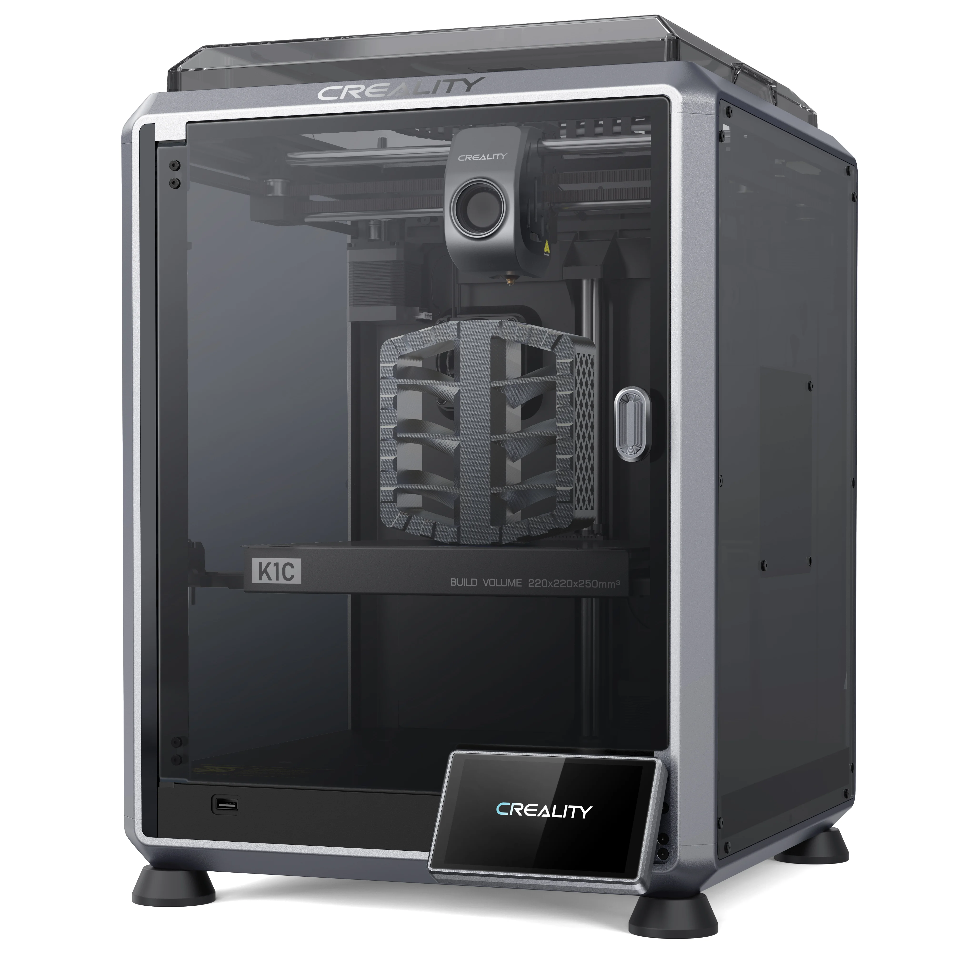 Creality K1C 3D Printer All-Metal Clog-Free Direct Extruder Tri-Metal Nozzle Auto Leveling Core XY AI Function 8.66 * 8.66 * 9.84 in