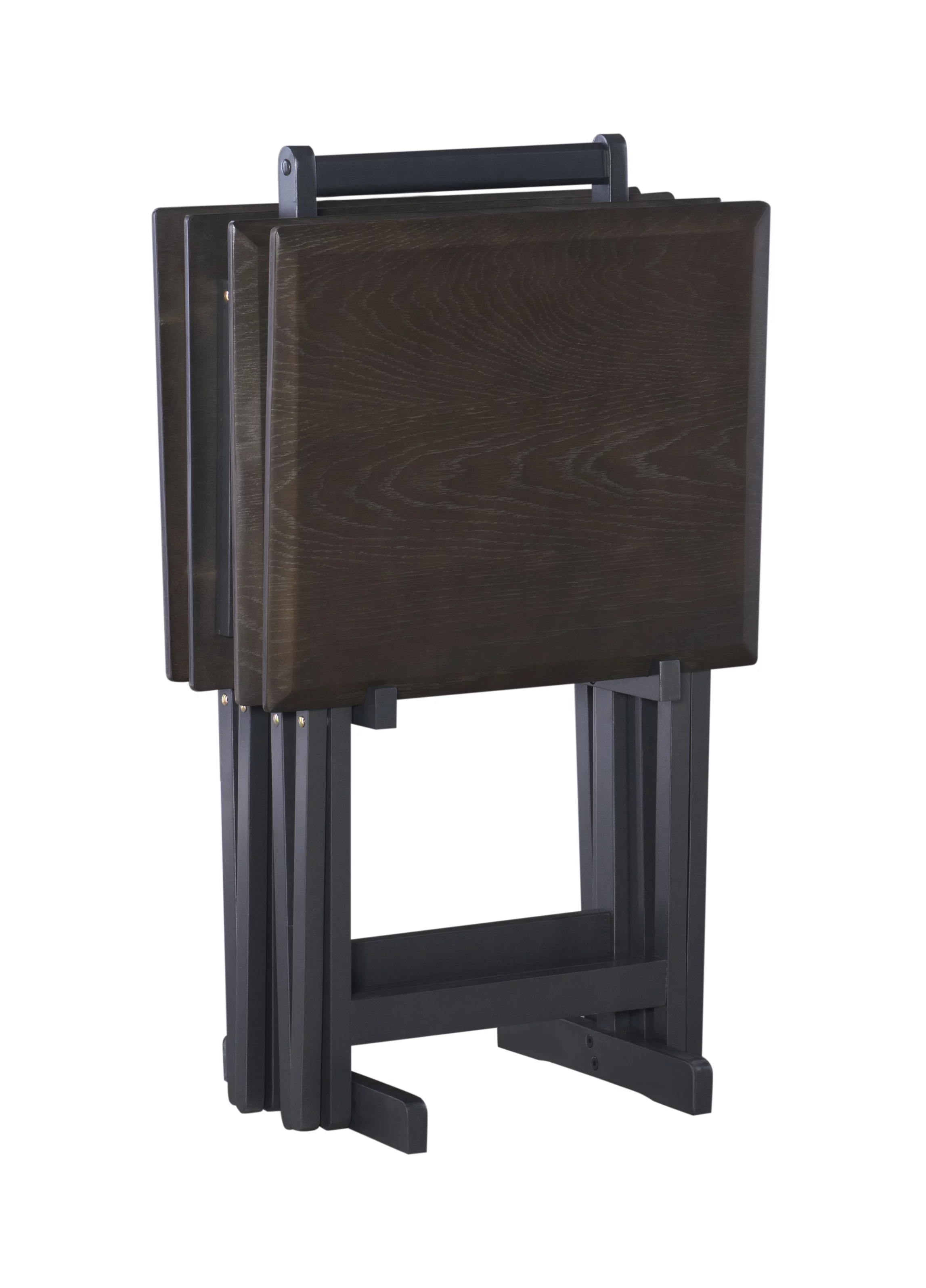 Linon Marlowe 5-Piece Indoor Folding Side Table, Snack, or TV Tray Set with Stand, 26