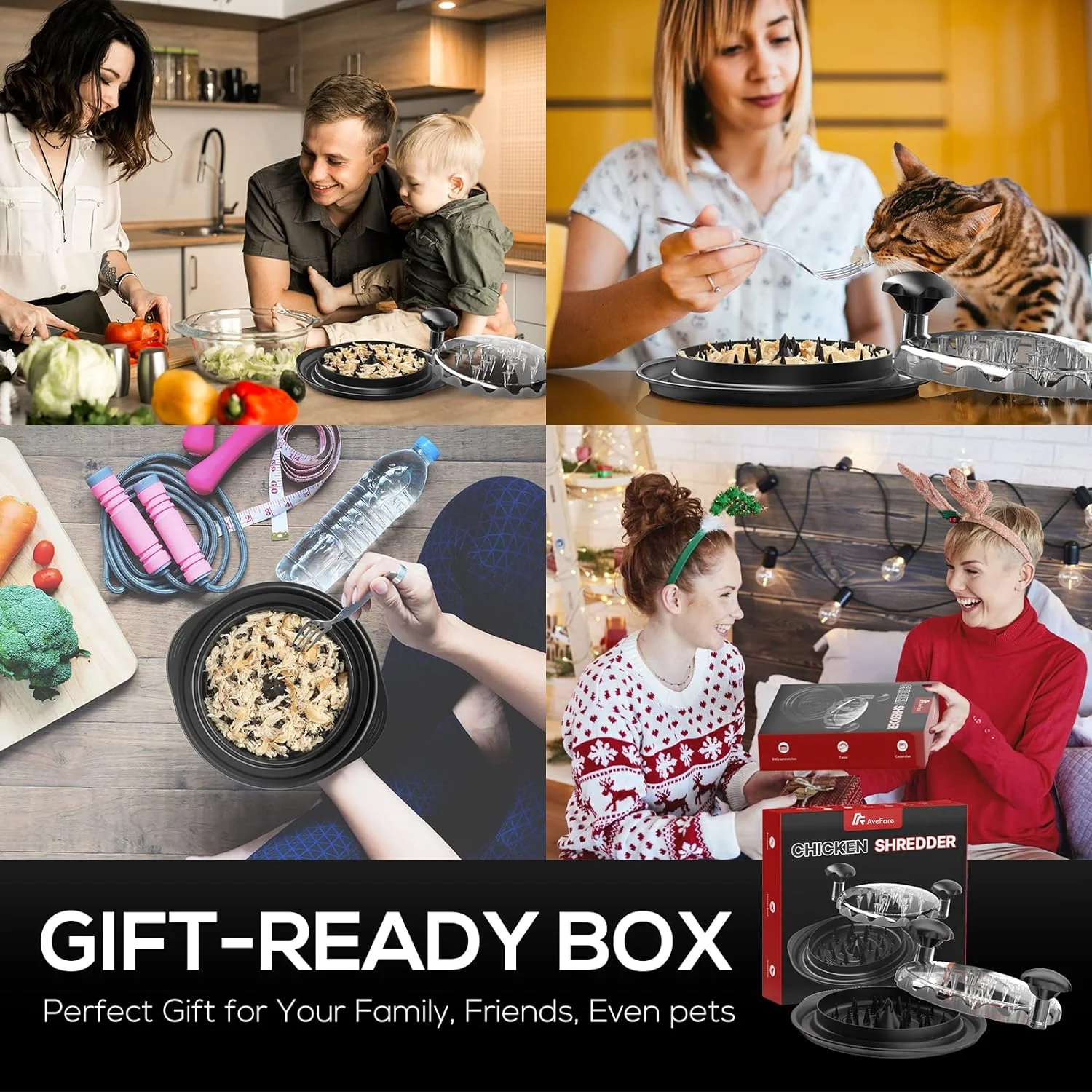 Pro Chicken Shredder, 10.8" Visible Chicken Breast Shredder Tool Twist, Large Meat Shredder Machine - Ergonomic Handle, Dishwasher Safe, Anti-Slip, Cleaning Brush, Heat Resistant, BPA Free