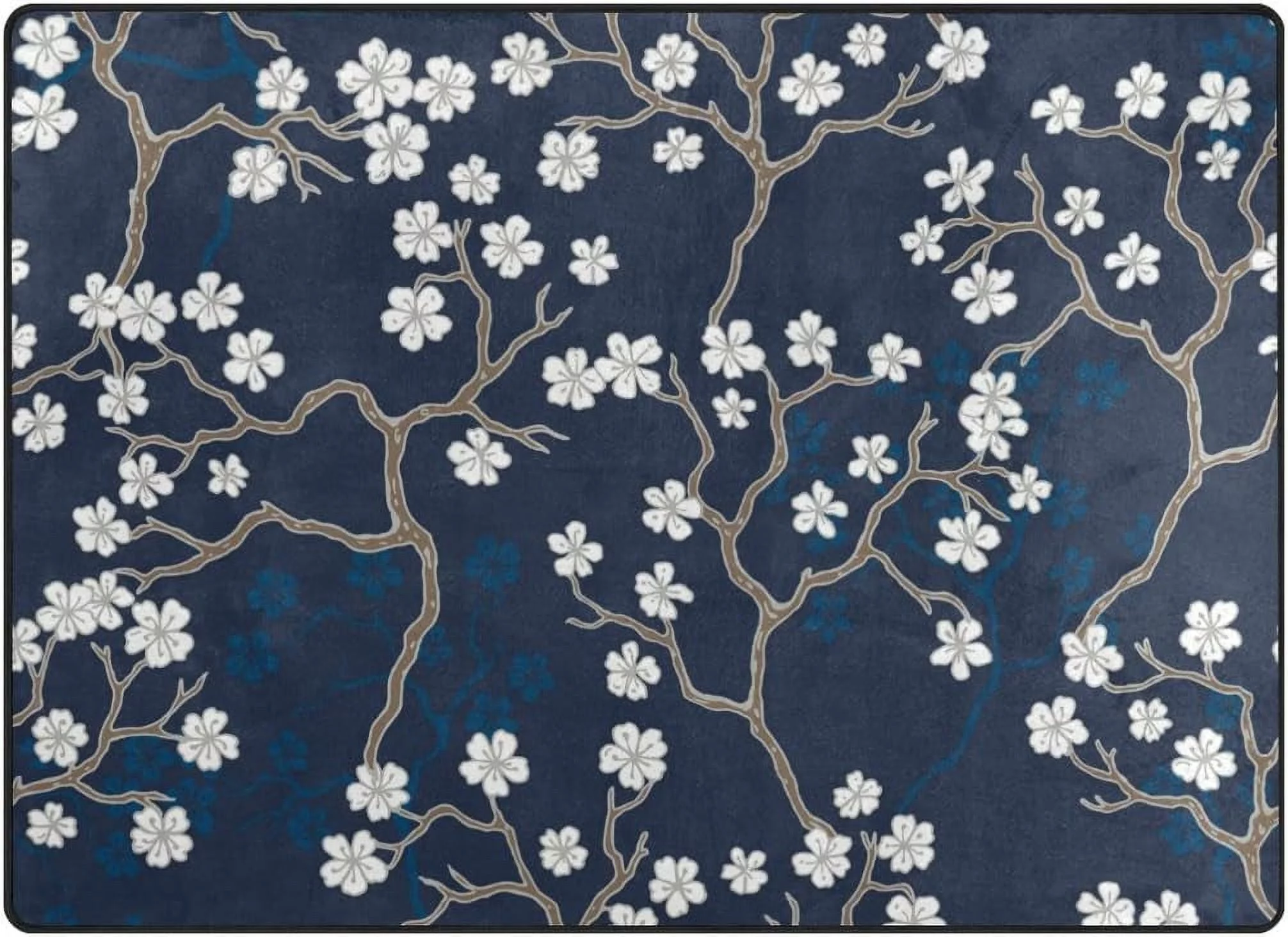 SKYSONIC 80 x 58 inches Lightweight Soft Area Rug Mat Indoor Floor Rugs Home Decoration for Kids Room Living Room Small Flower Trees