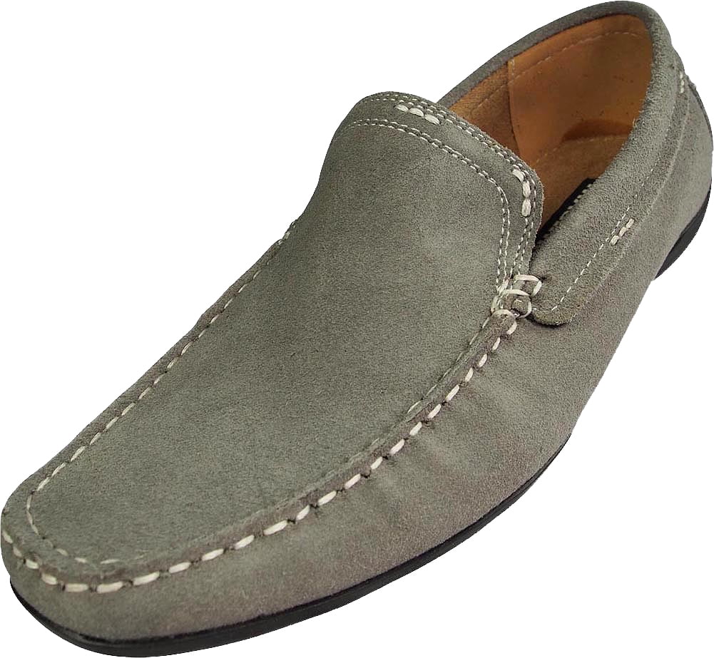 Masimo Mens Leather Driving Shoes Adult Male Slip on Loafers Grey 6