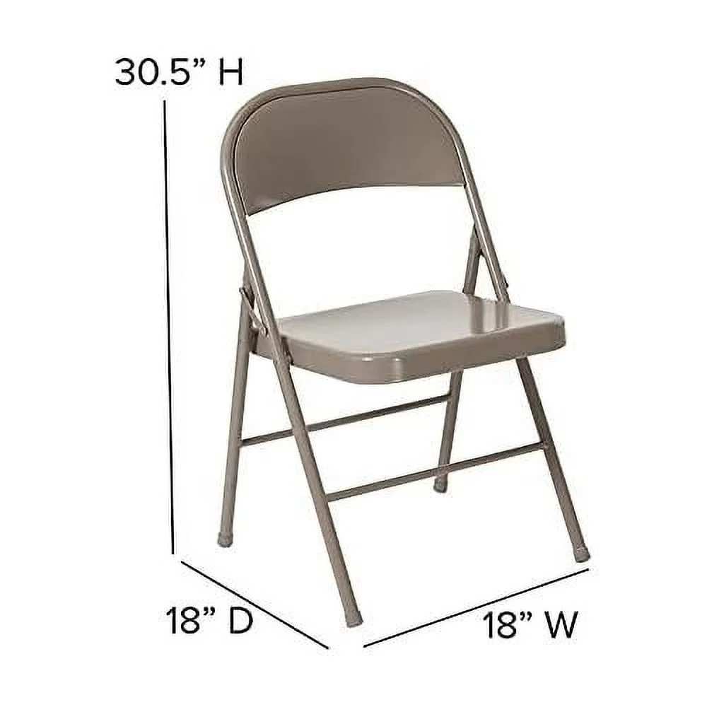 10 Pack Marvelius Double Braced Gray Metal Folding Chair