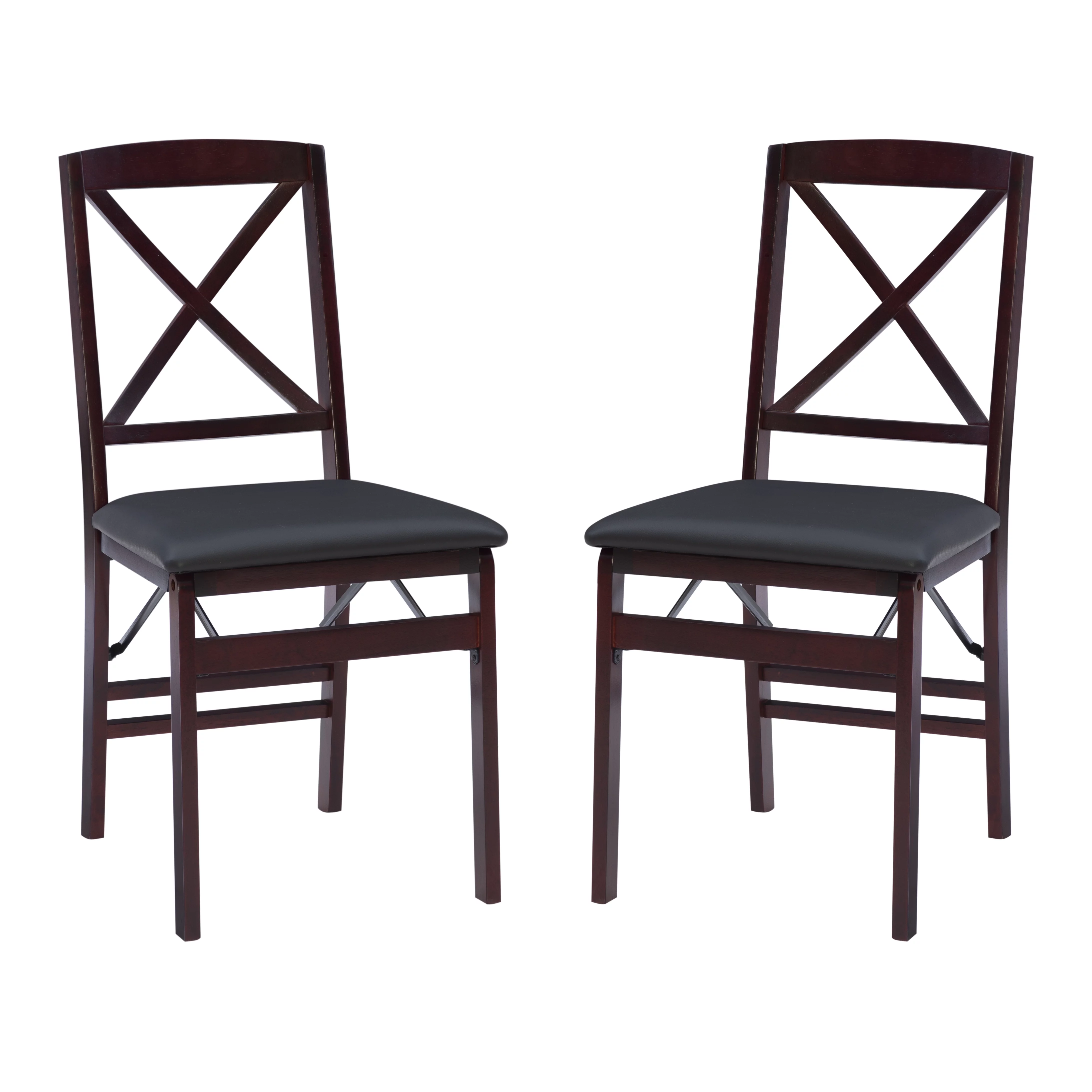 Linon Farrow Folding Chair, Set of 2, Dark Brown