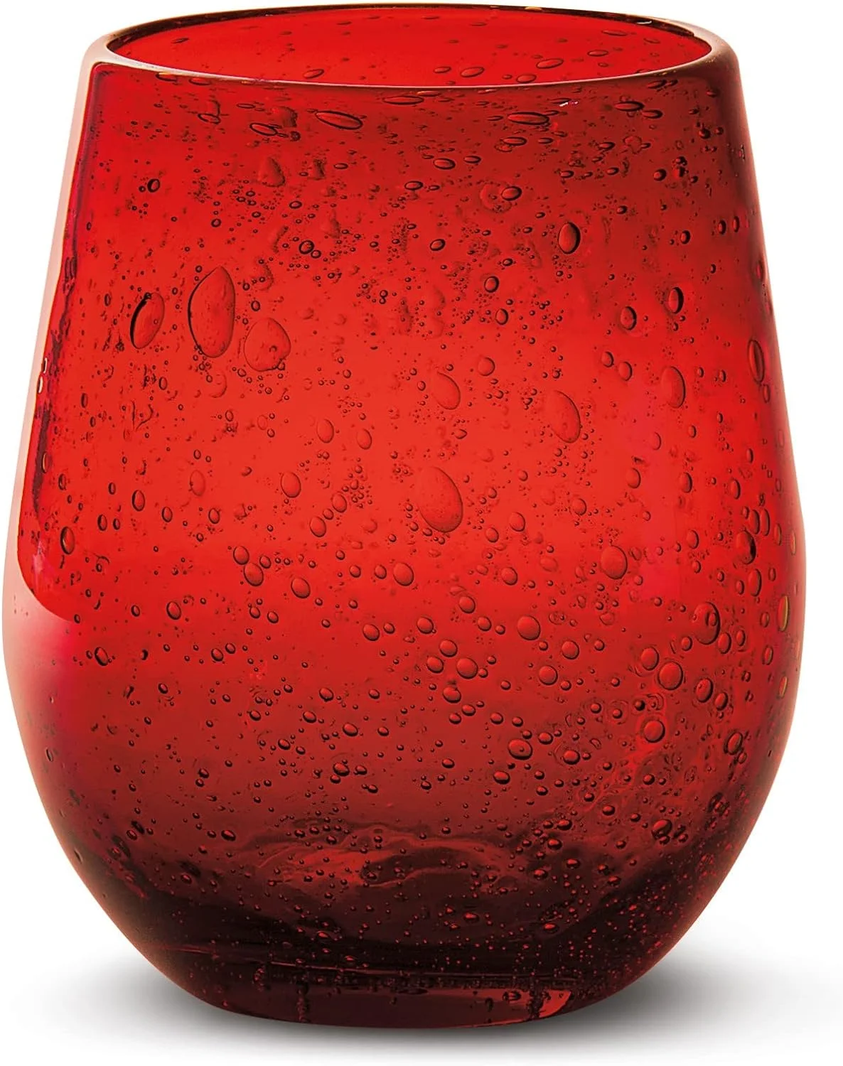 16 Oz. Bubble Glass Stemless Wine Drinkware Red Dishwasher Safe Beverage Glassware For Dinner Party Wedding Restaurant Bar Red