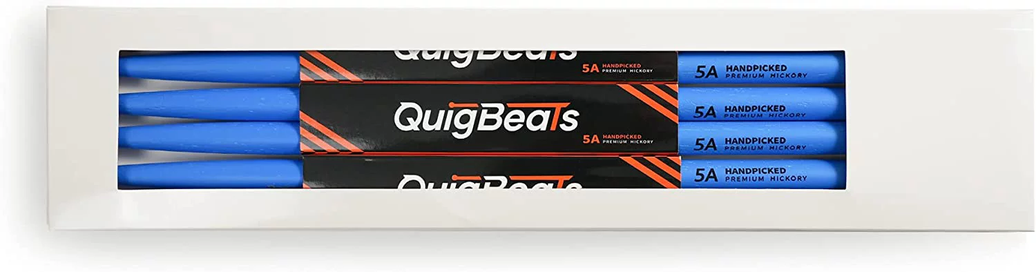 QuigBeats Drum Sticks, Hickory 5A Drumsticks, Drumsticks for Adults & Kids 5A 3 Pair - C - Blue