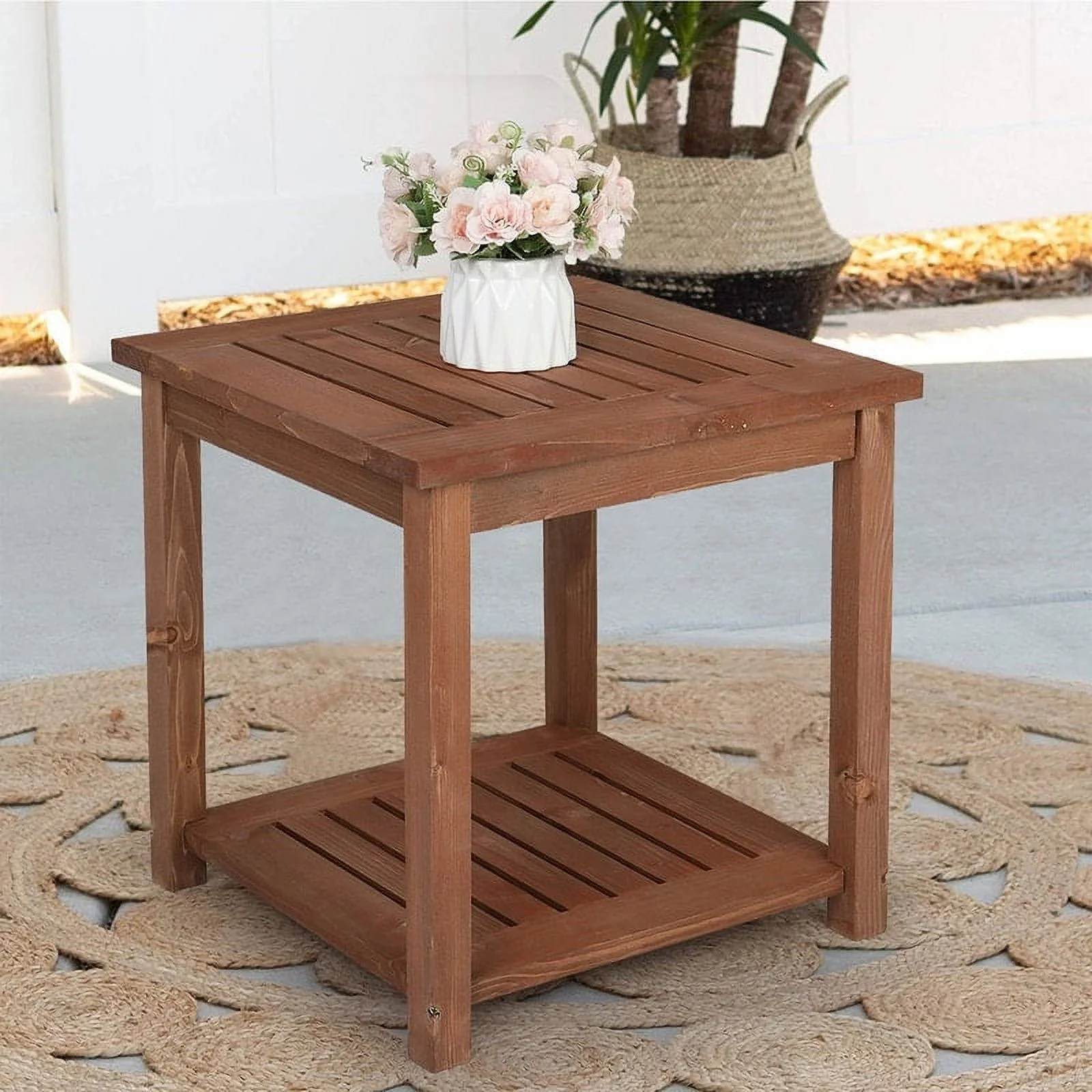 Patio Fir Wood End, Coffee, Side Table Light Brown 19