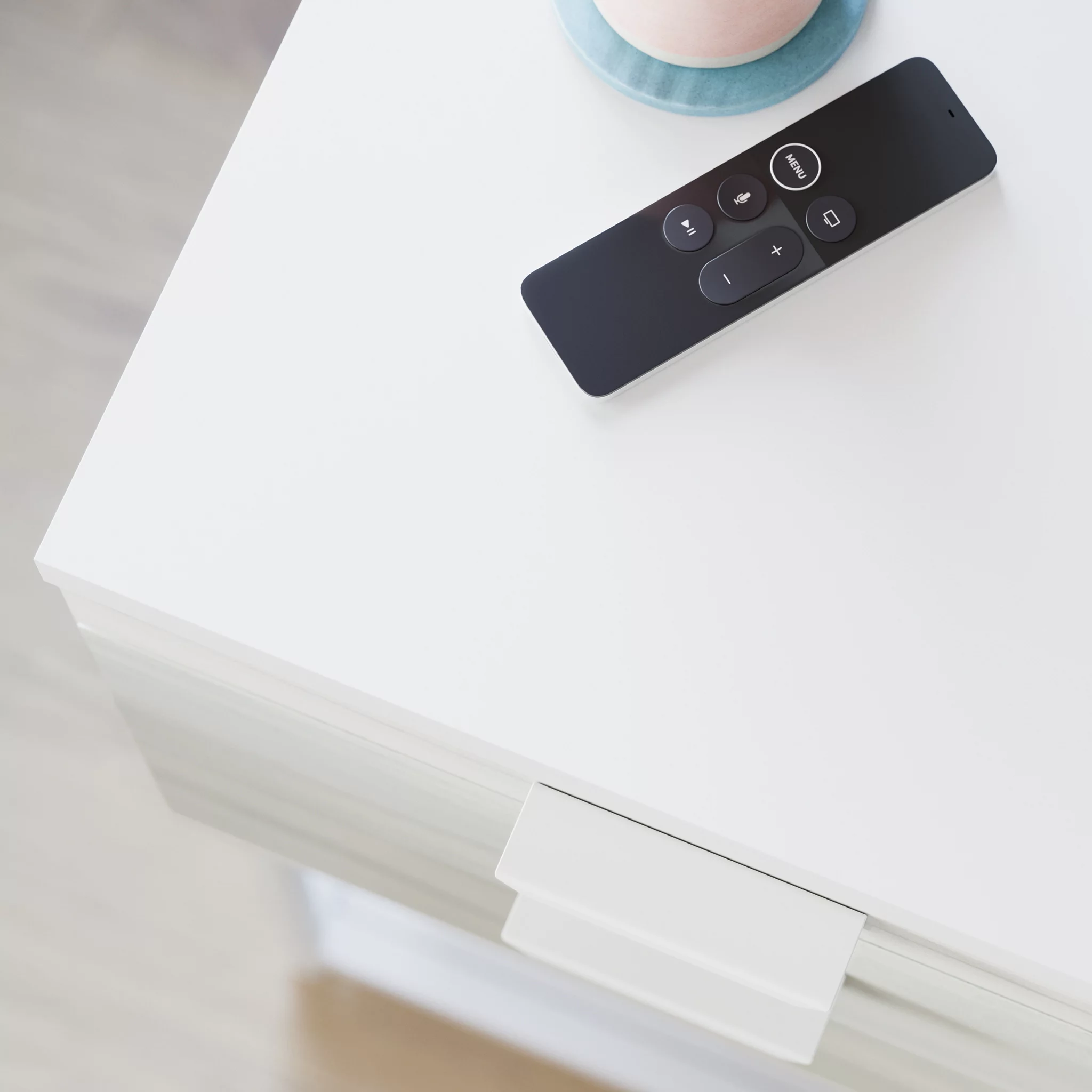 Sauder Boulevard Cafe, Side Table With Pull Out Tray and Drawer, White Finish